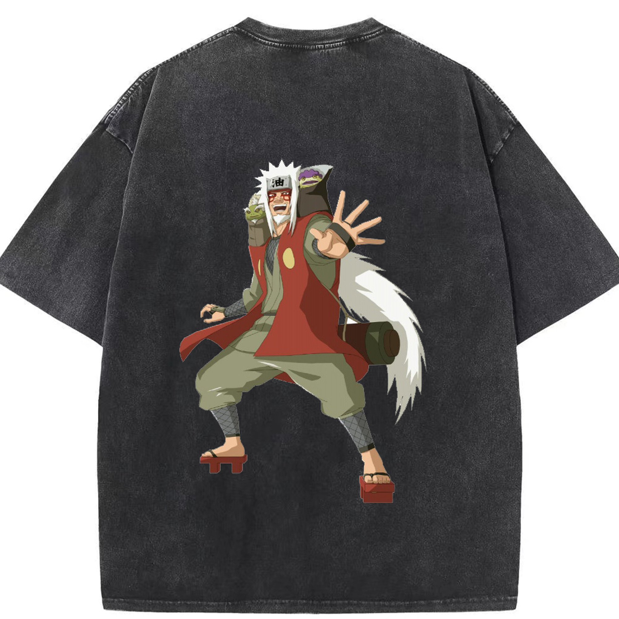 （画像用） NARUTO -ナルト- 自来也（じらいや） Jiraiya 綿100% ヴィンテージ風 半袖Tシャツ（背面プリント）
