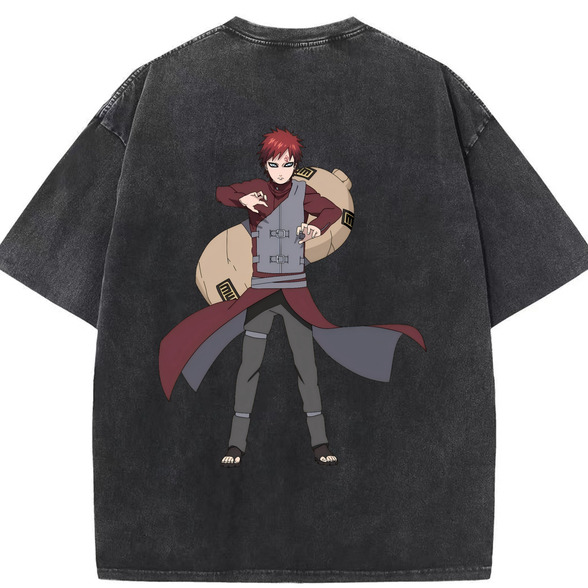 （画像用） NARUTO -ナルト- ガアラ Gaara 綿100% ヴィンテージ風 半袖Tシャツ（背面プリント）