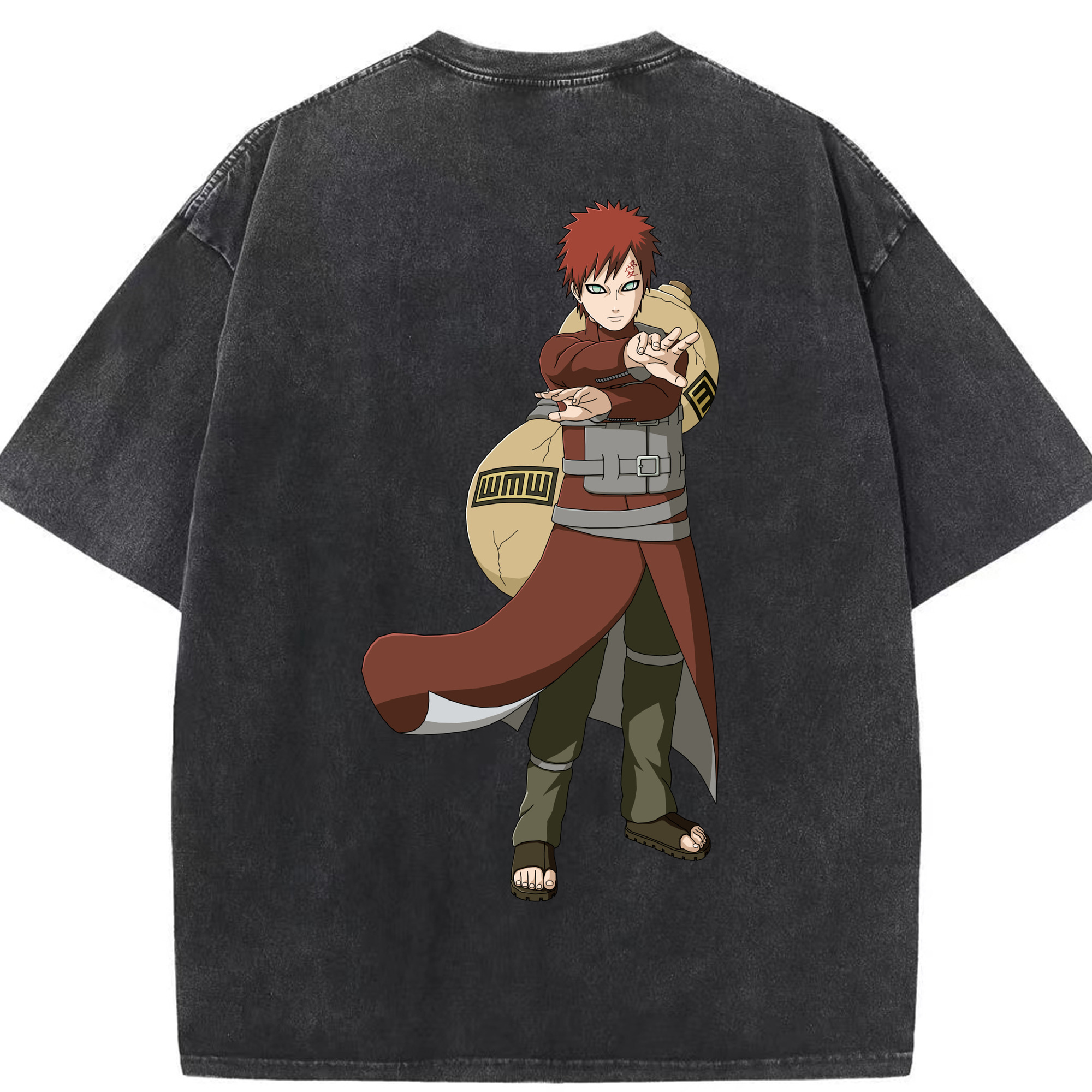 （画像用） NARUTO -ナルト- ガアラ Gaara 綿100% ヴィンテージ風 半袖Tシャツ（背面プリント）