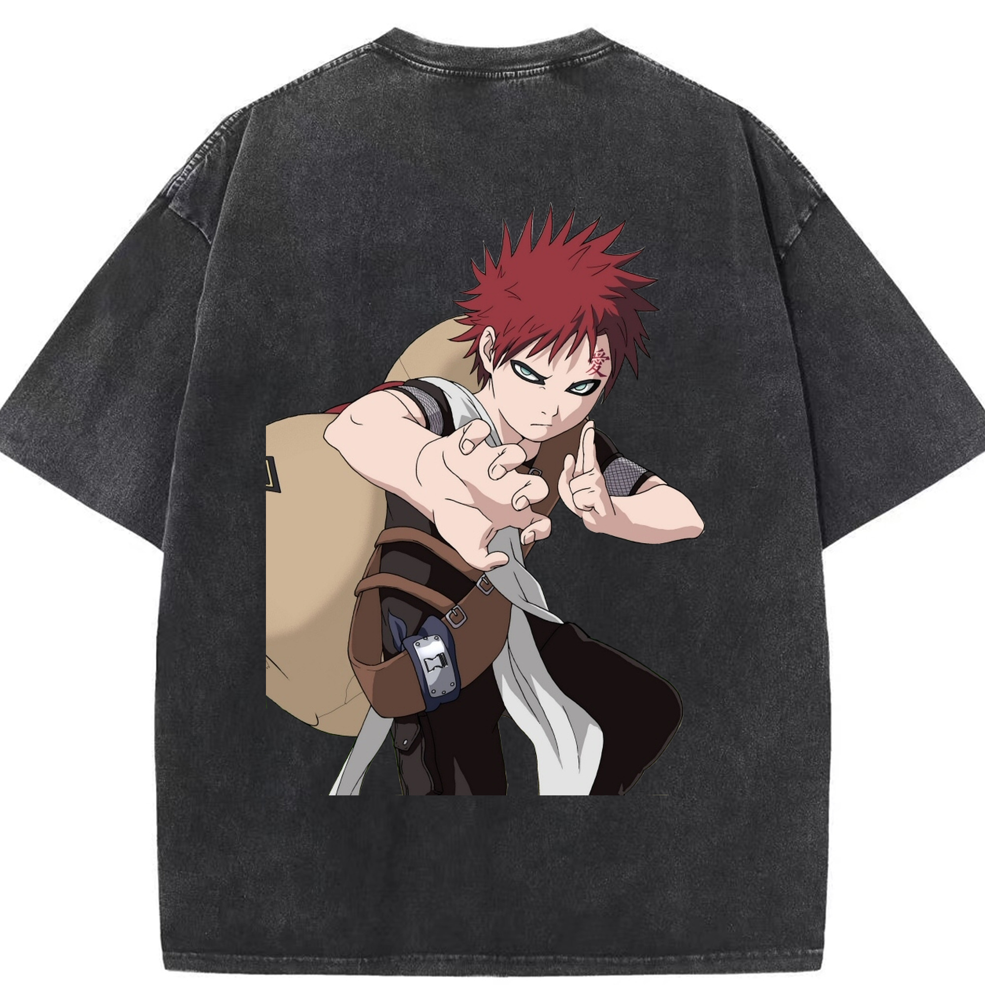 （画像用） NARUTO -ナルト- ガアラ Gaara 綿100% ヴィンテージ風 半袖Tシャツ（背面プリント）