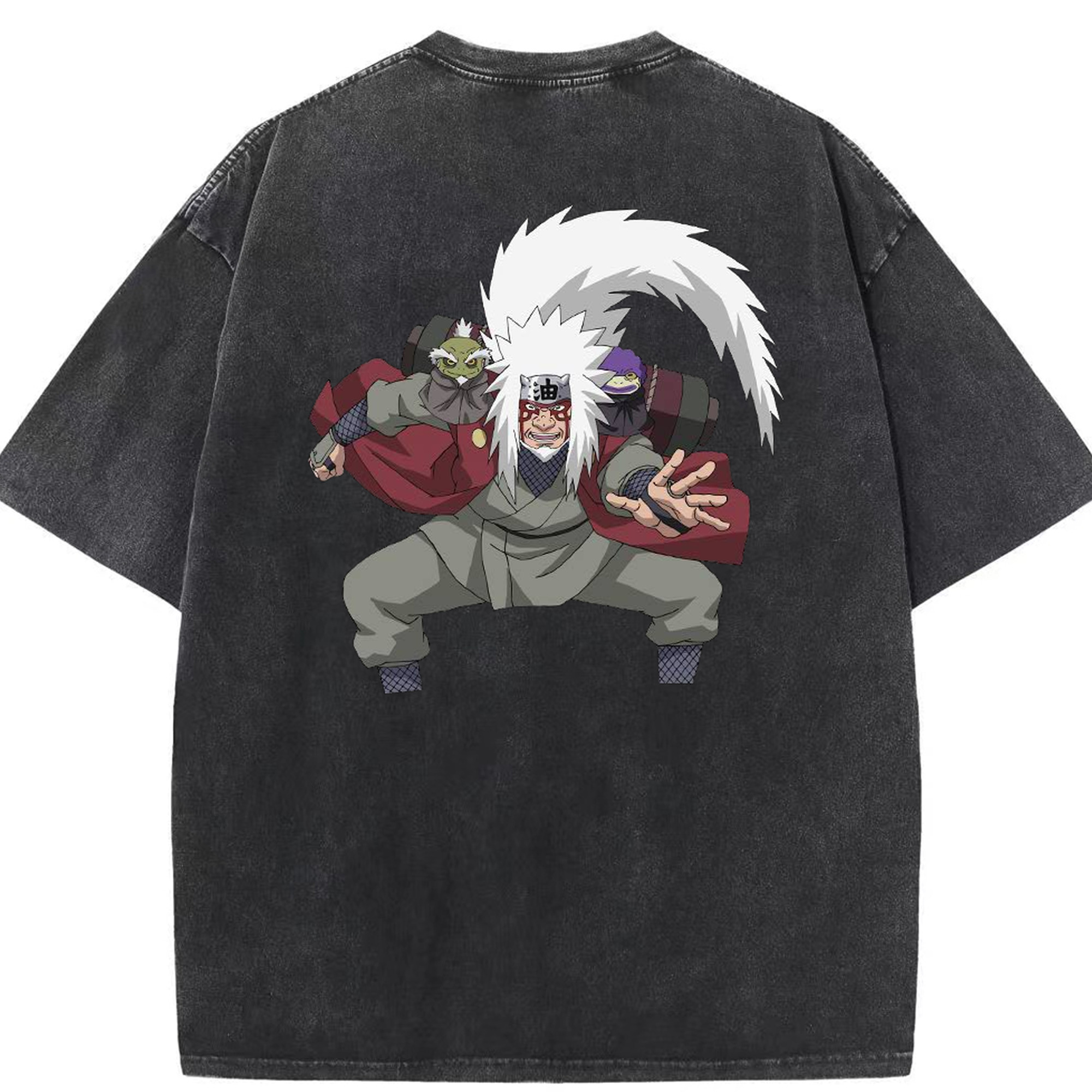 （画像用） NARUTO -ナルト- 自来也（じらいや） Jiraiya 綿100% ヴィンテージ風 半袖Tシャツ（背面プリント）