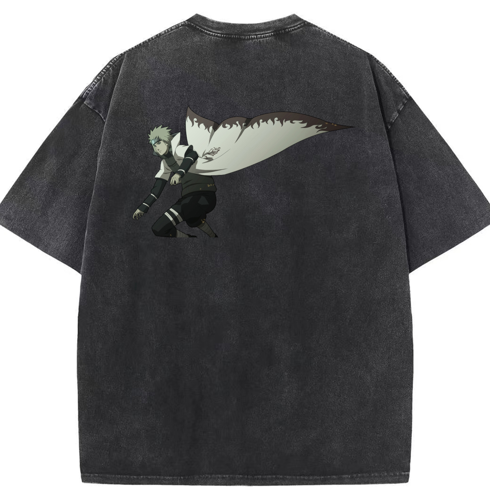 （画像用） NARUTO -ナルト- 波風 ミナト Namikaze Minato 綿100% ヴィンテージ風 半袖Tシャツ（背面プリント）