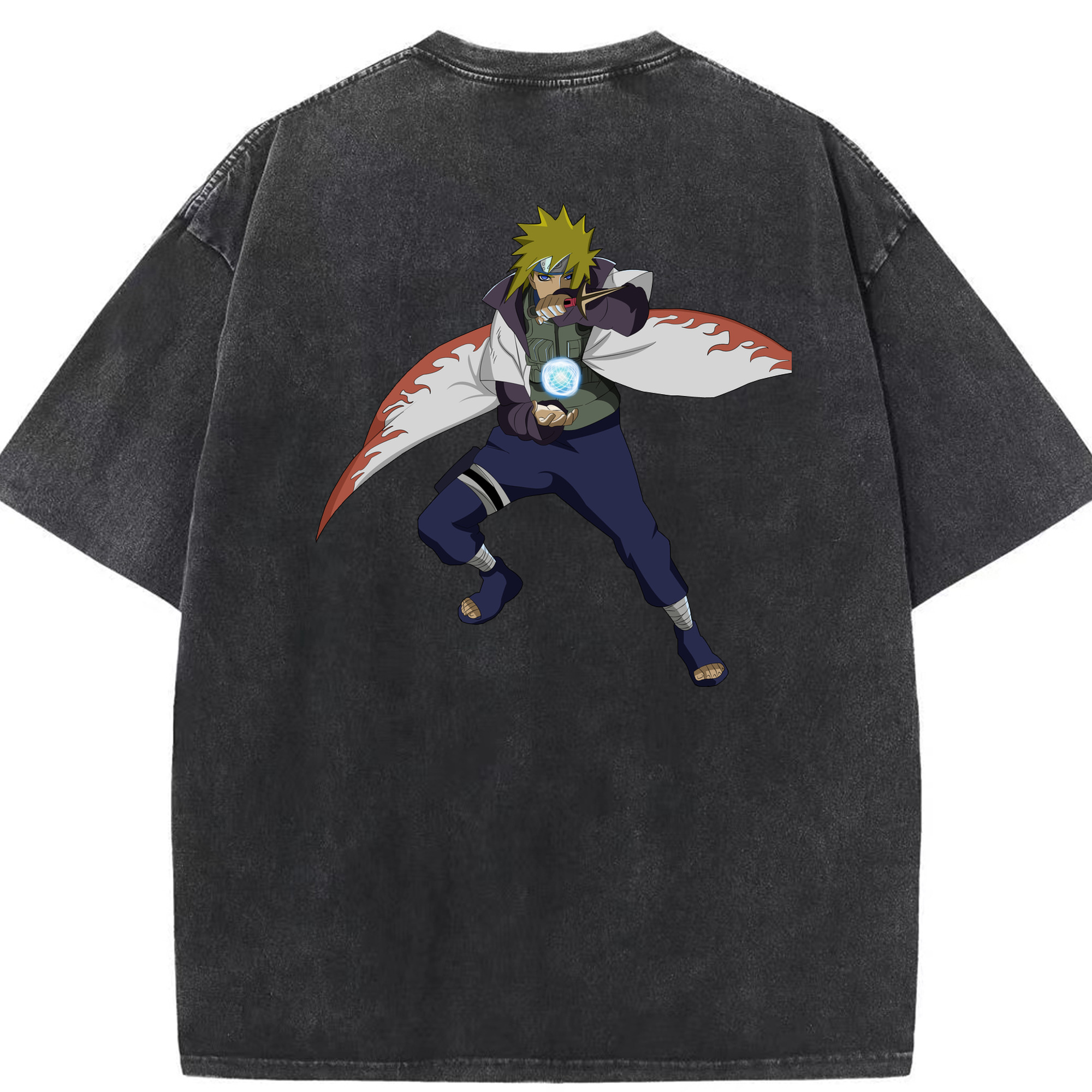 （画像用） NARUTO -ナルト- 波風 ミナト Namikaze Minato 綿100% ヴィンテージ風 半袖Tシャツ（背面プリント）