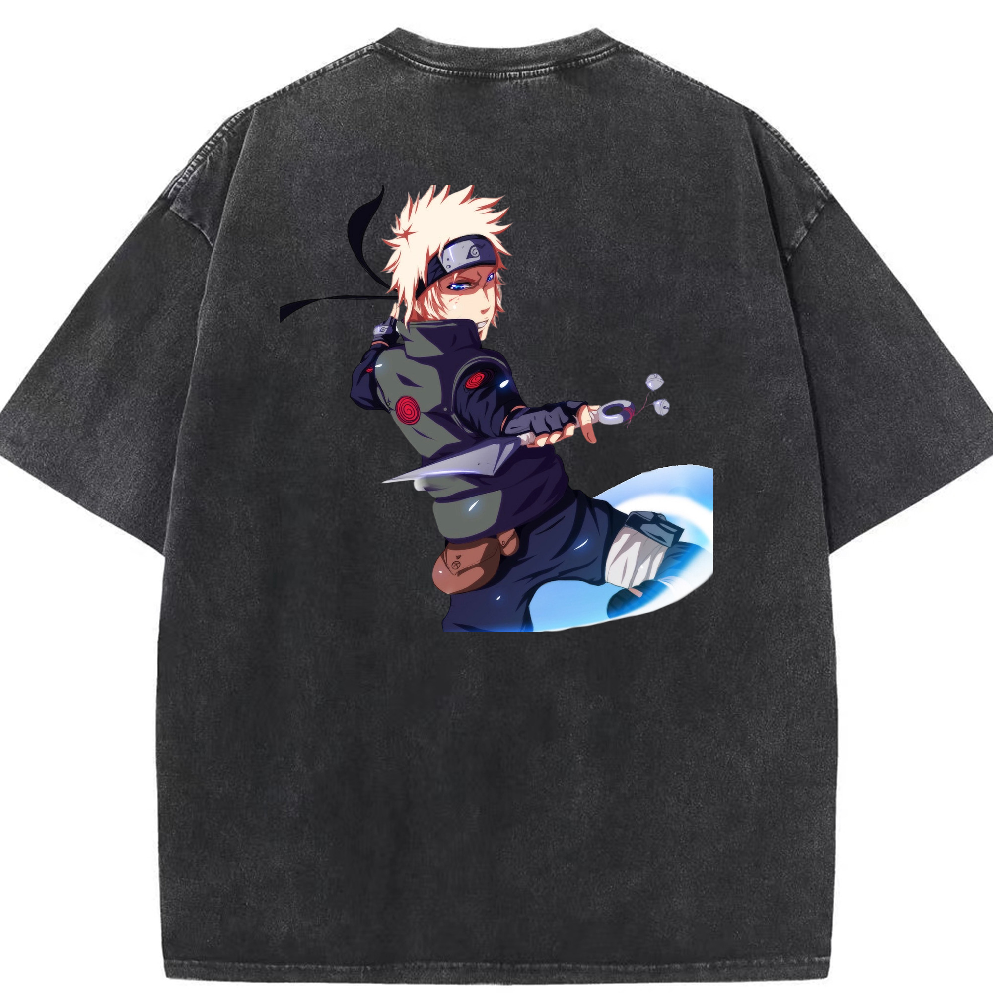（画像用） NARUTO -ナルト- 波風 ミナト Namikaze Minato 綿100% ヴィンテージ風 半袖Tシャツ（背面プリント）