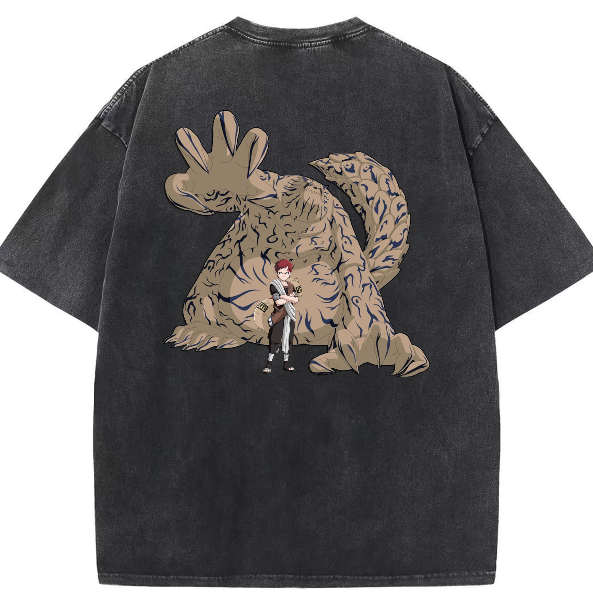 （画像用） NARUTO -ナルト- ガアラ Gaara 綿100% ヴィンテージ風 半袖Tシャツ（背面プリント）