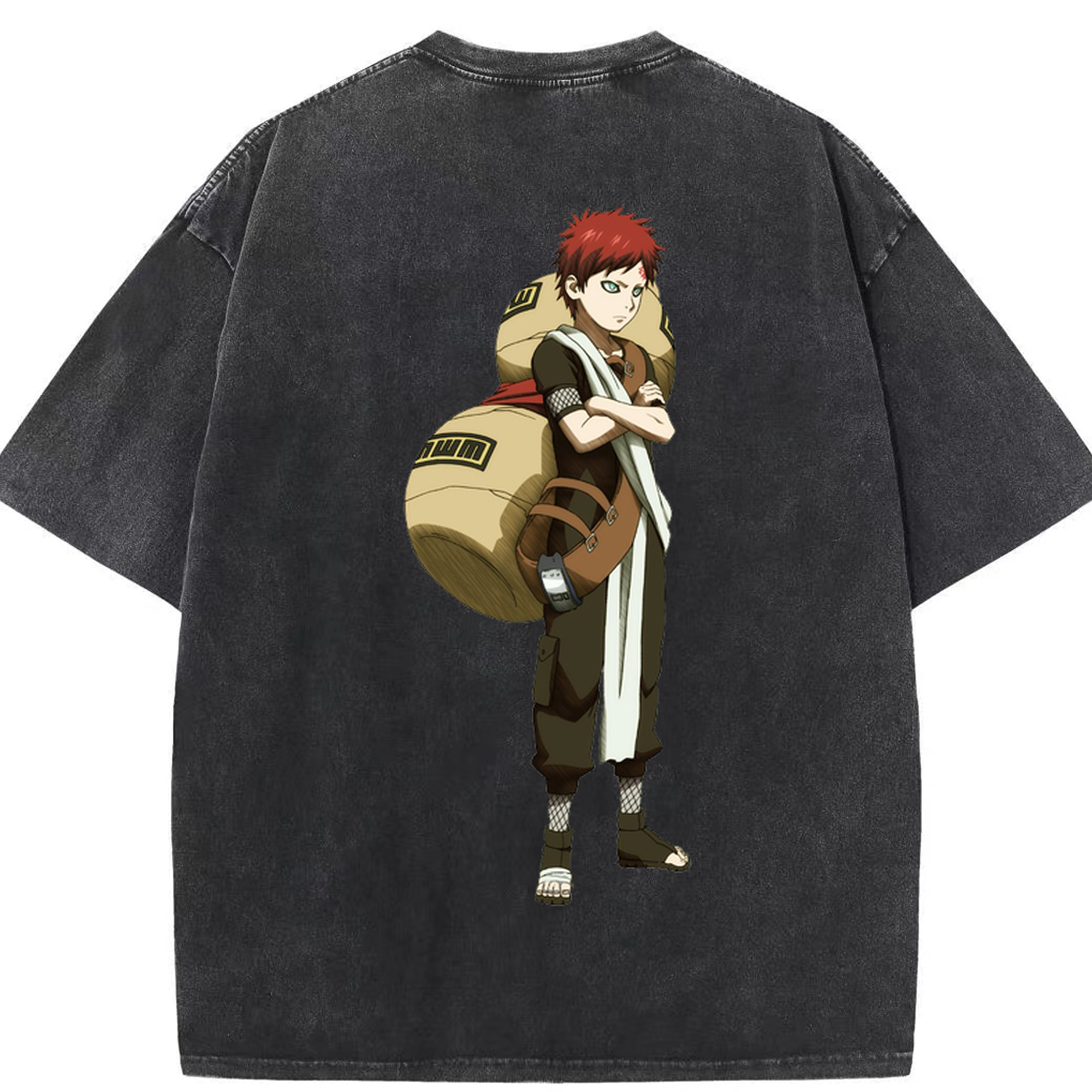 （画像用） NARUTO -ナルト- ガアラ Gaara 綿100% ヴィンテージ風 半袖Tシャツ（背面プリント）