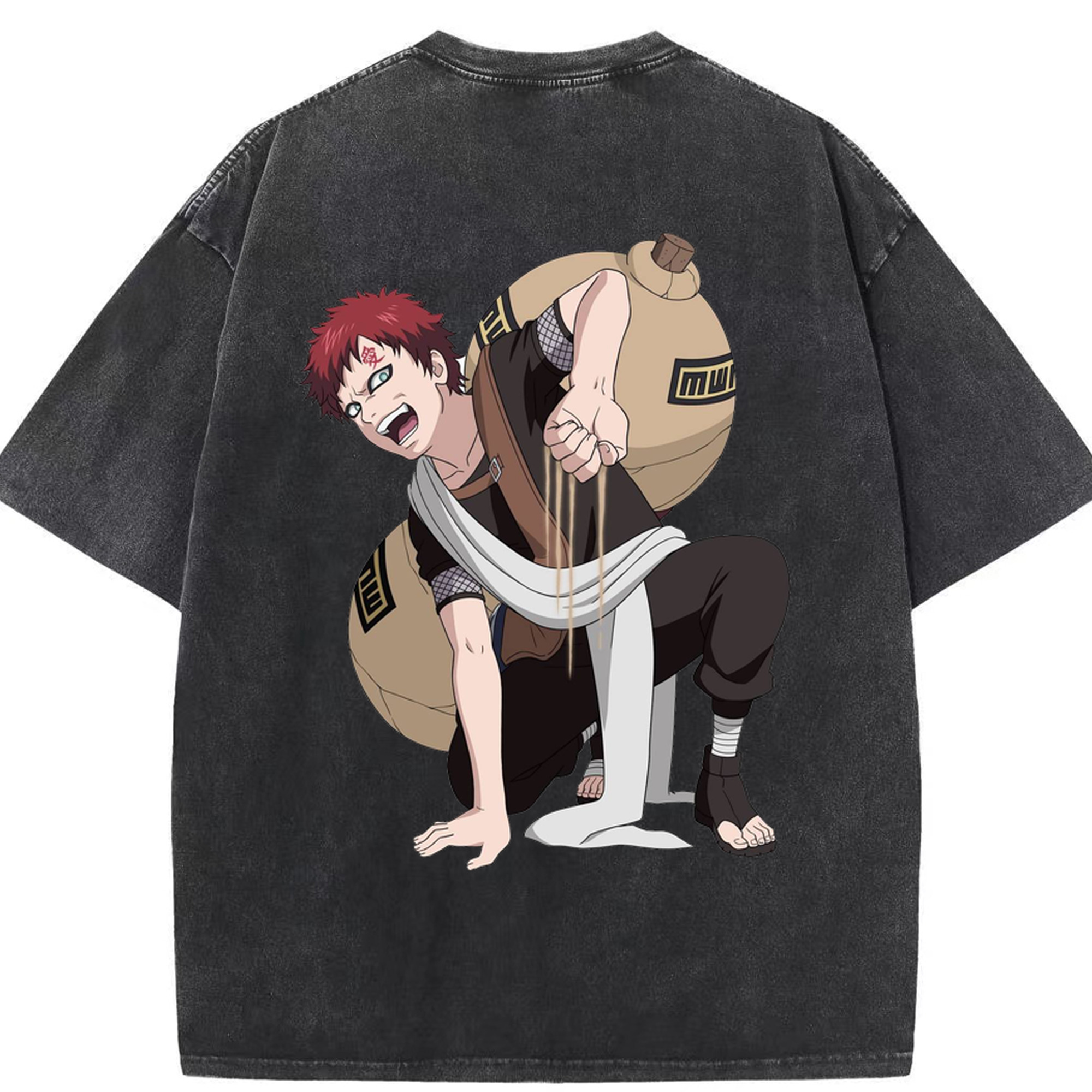 （画像用） NARUTO -ナルト- ガアラ Gaara 綿100% ヴィンテージ風 半袖Tシャツ（背面プリント）