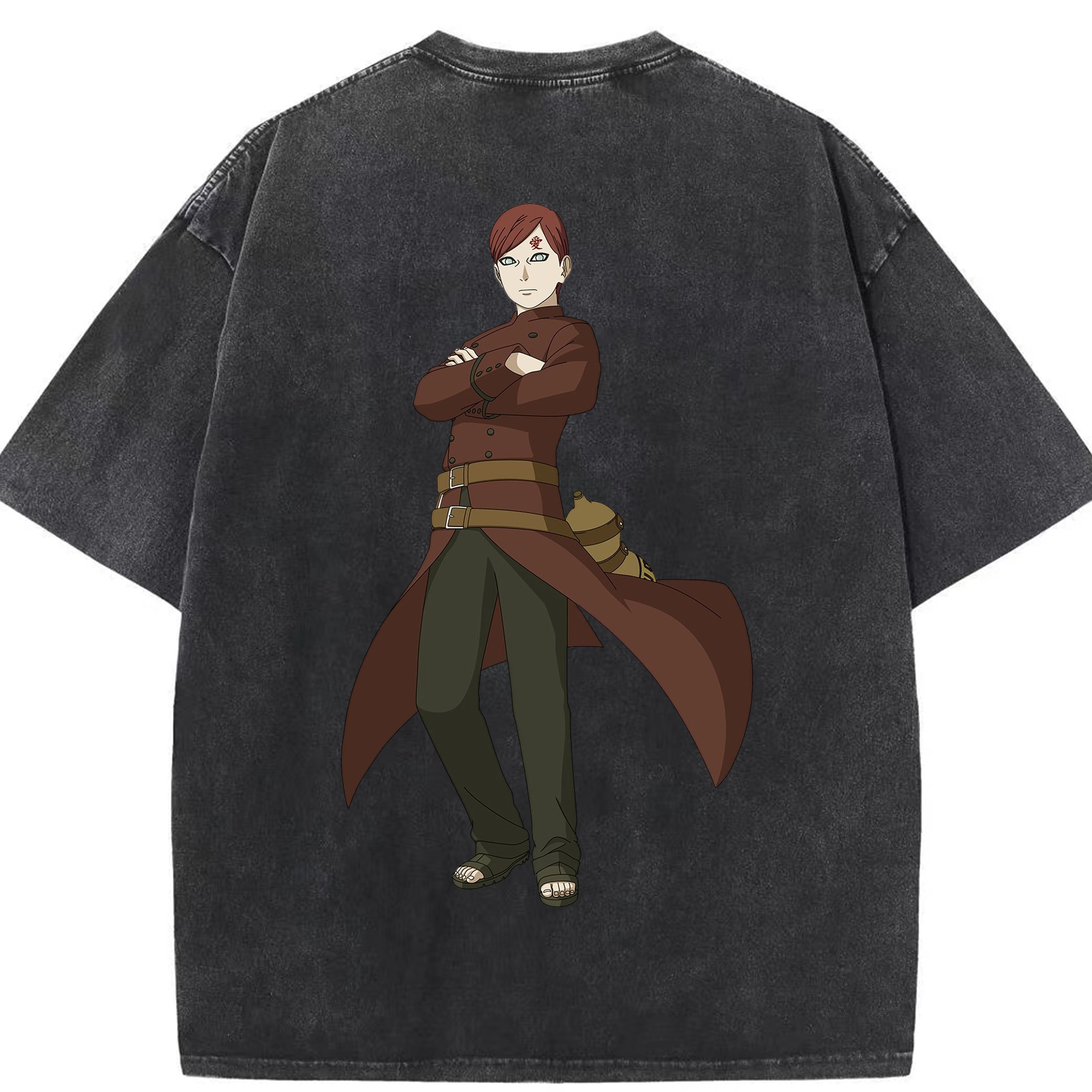 （画像用） NARUTO -ナルト- ガアラ Gaara 綿100% ヴィンテージ風 半袖Tシャツ（背面プリント）