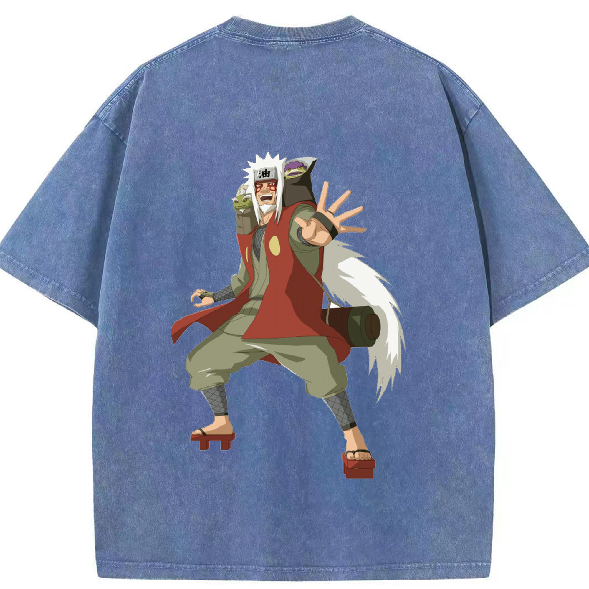 （画像用） NARUTO -ナルト- 自来也（じらいや） Jiraiya 綿100% ヴィンテージ風 半袖Tシャツ（背面プリント）