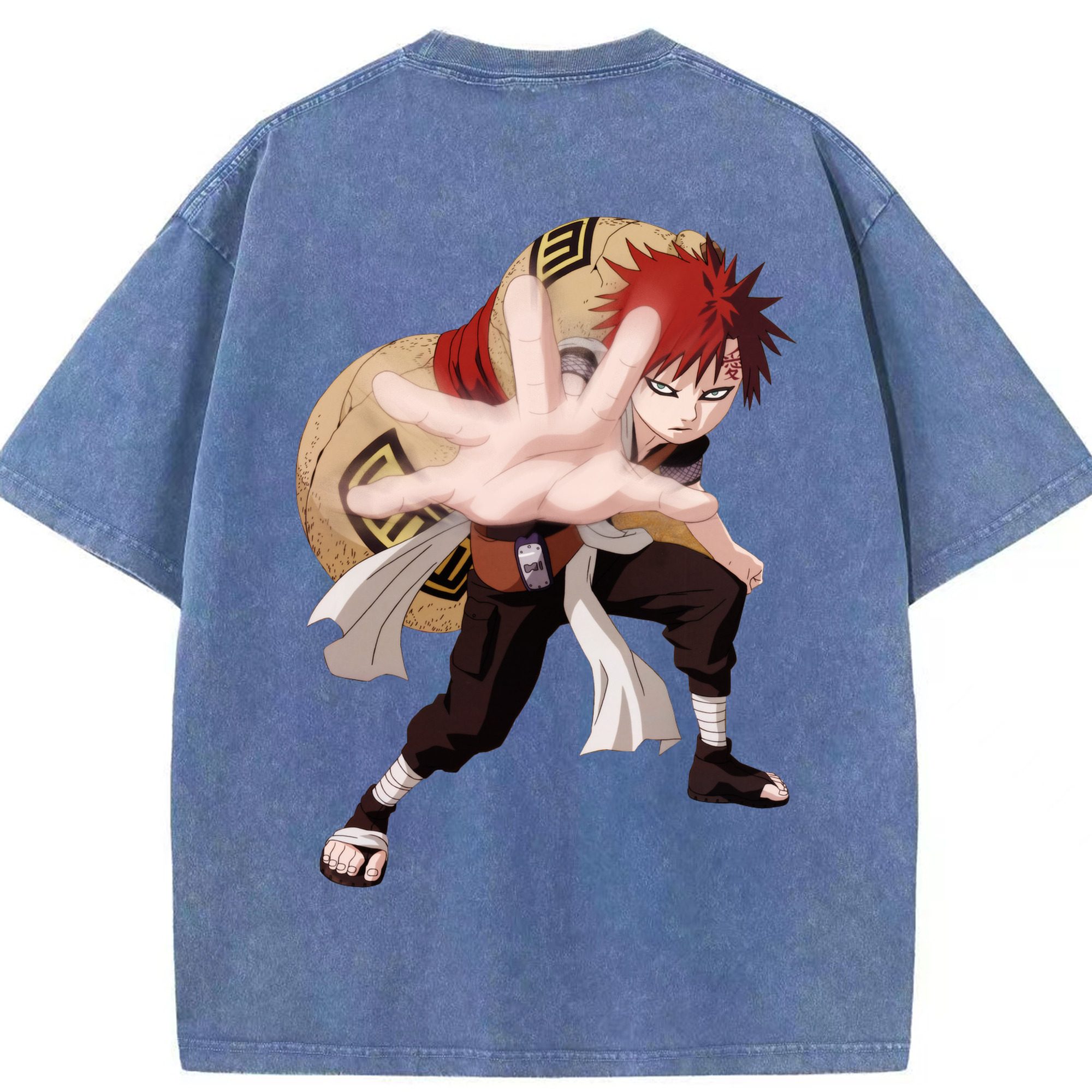 （画像用） NARUTO -ナルト- ガアラ Gaara 綿100% ヴィンテージ風 半袖Tシャツ（背面プリント）