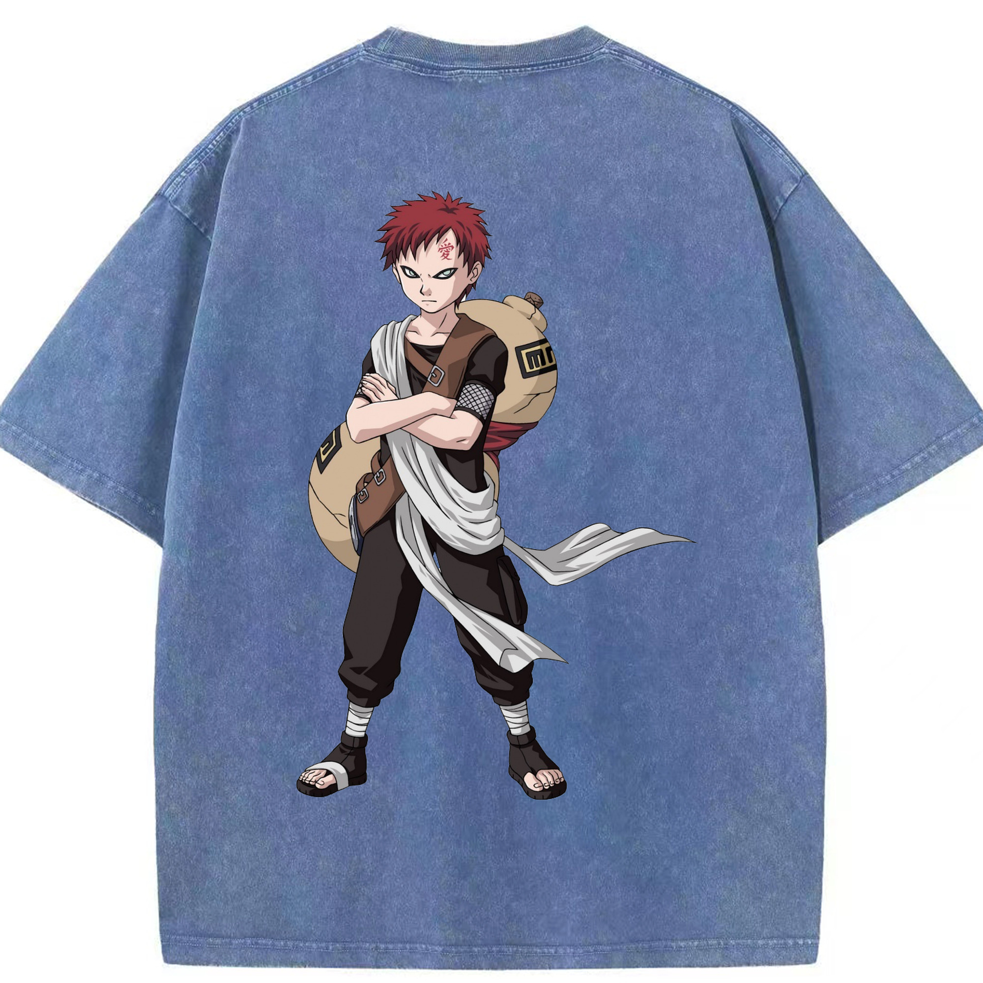 （画像用） NARUTO -ナルト- ガアラ Gaara 綿100% ヴィンテージ風 半袖Tシャツ（背面プリント）