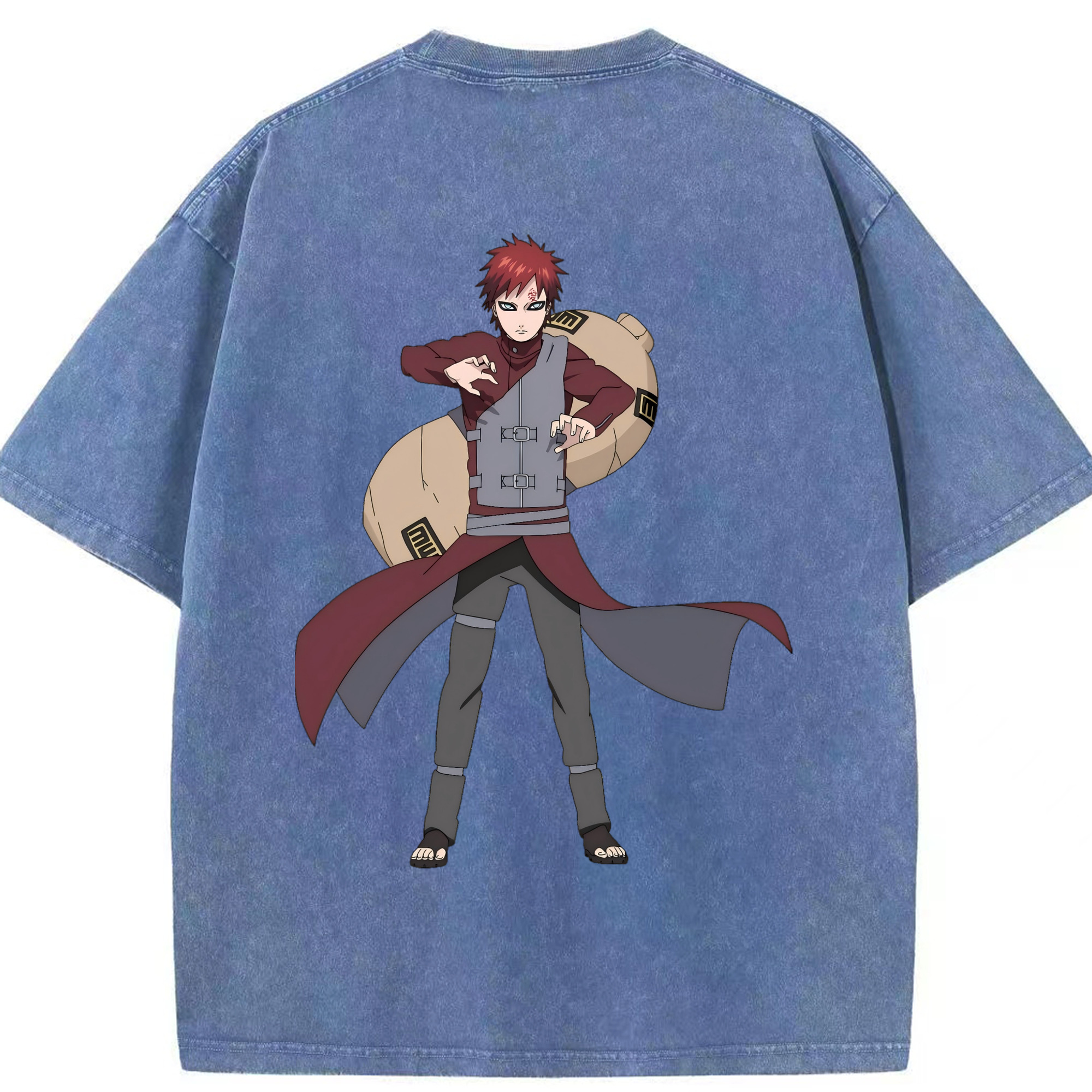 （画像用） NARUTO -ナルト- ガアラ Gaara 綿100% ヴィンテージ風 半袖Tシャツ（背面プリント）
