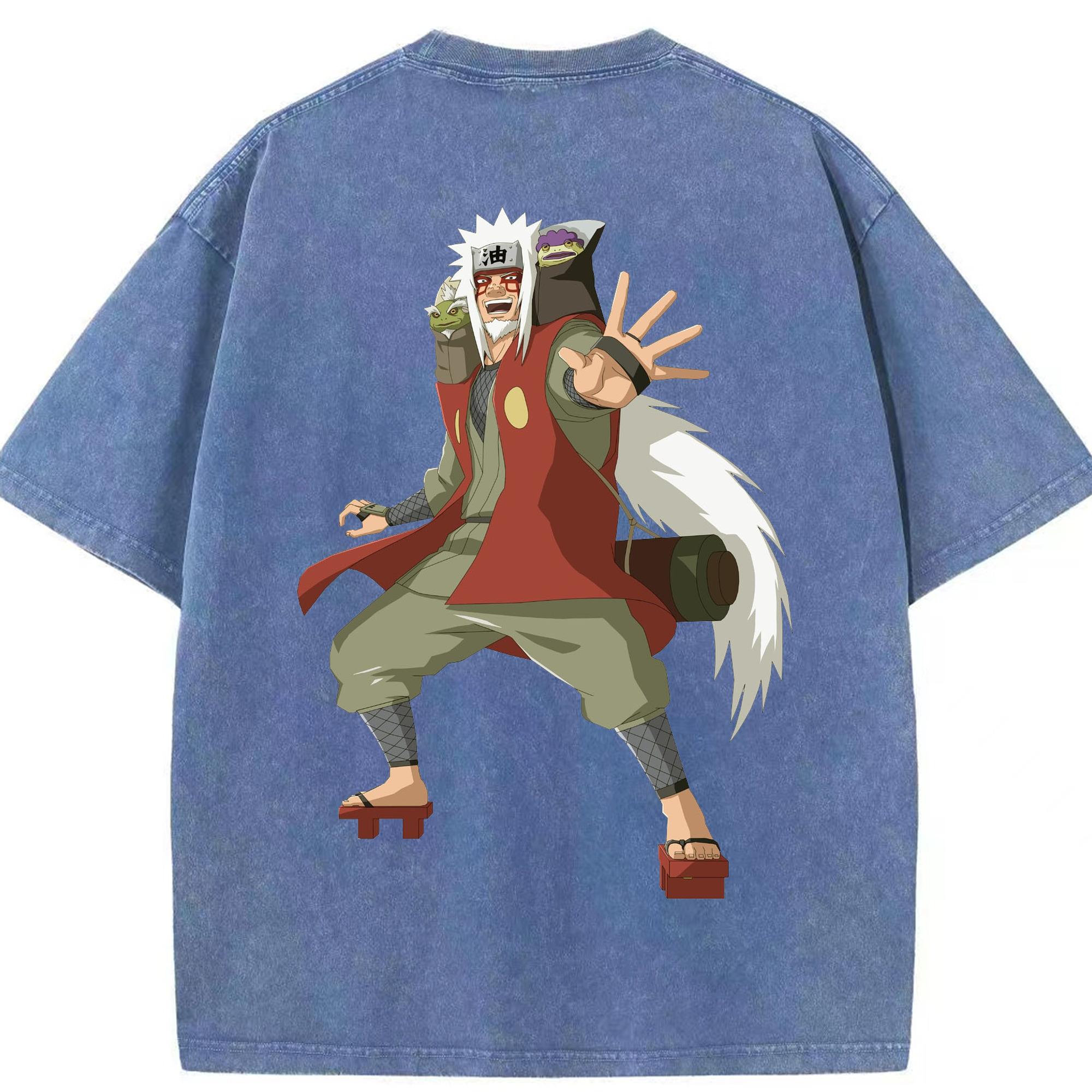 （画像用） NARUTO -ナルト- 自来也（じらいや） Jiraiya 綿100% ヴィンテージ風 半袖Tシャツ（背面プリント）