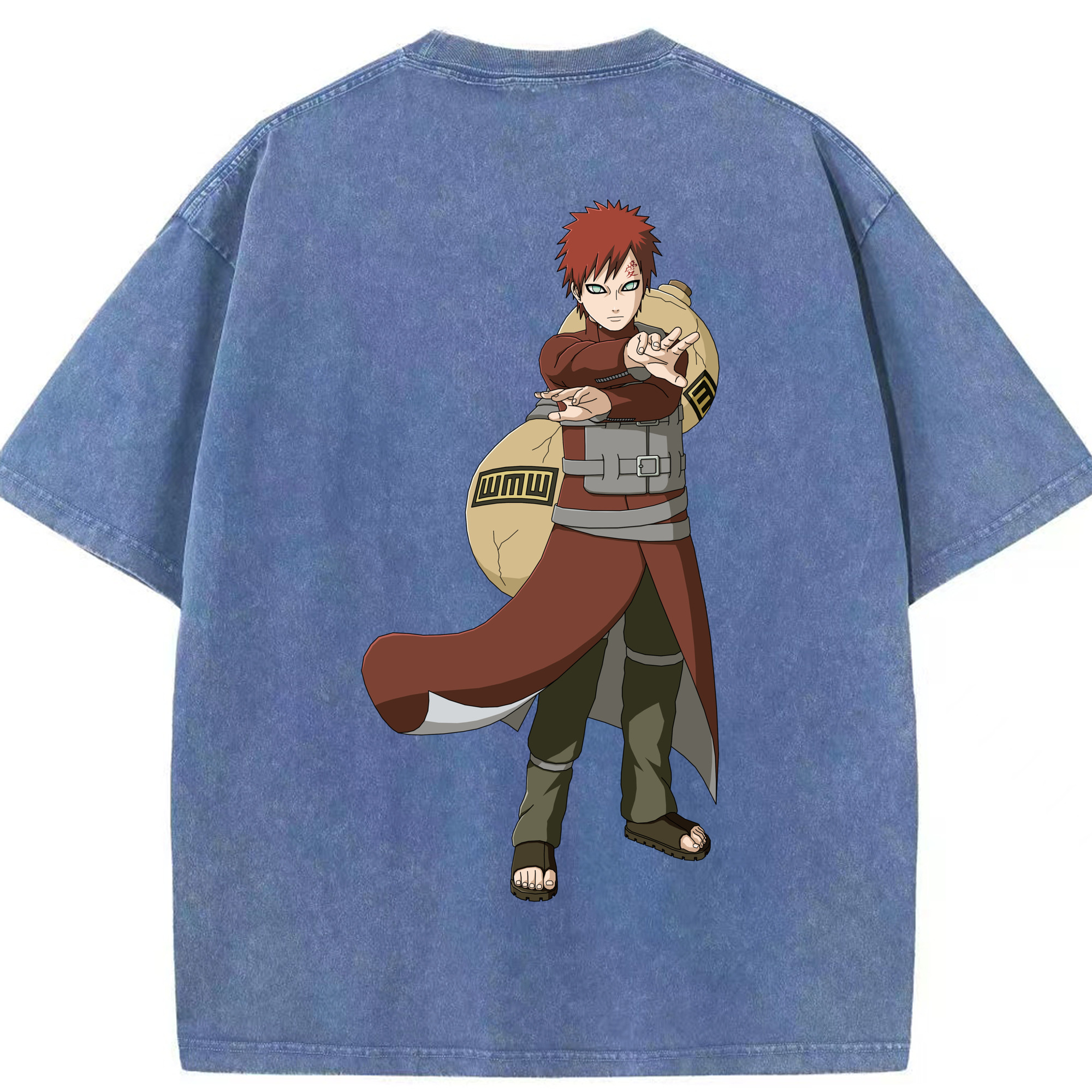 （画像用） NARUTO -ナルト- ガアラ Gaara 綿100% ヴィンテージ風 半袖Tシャツ（背面プリント）