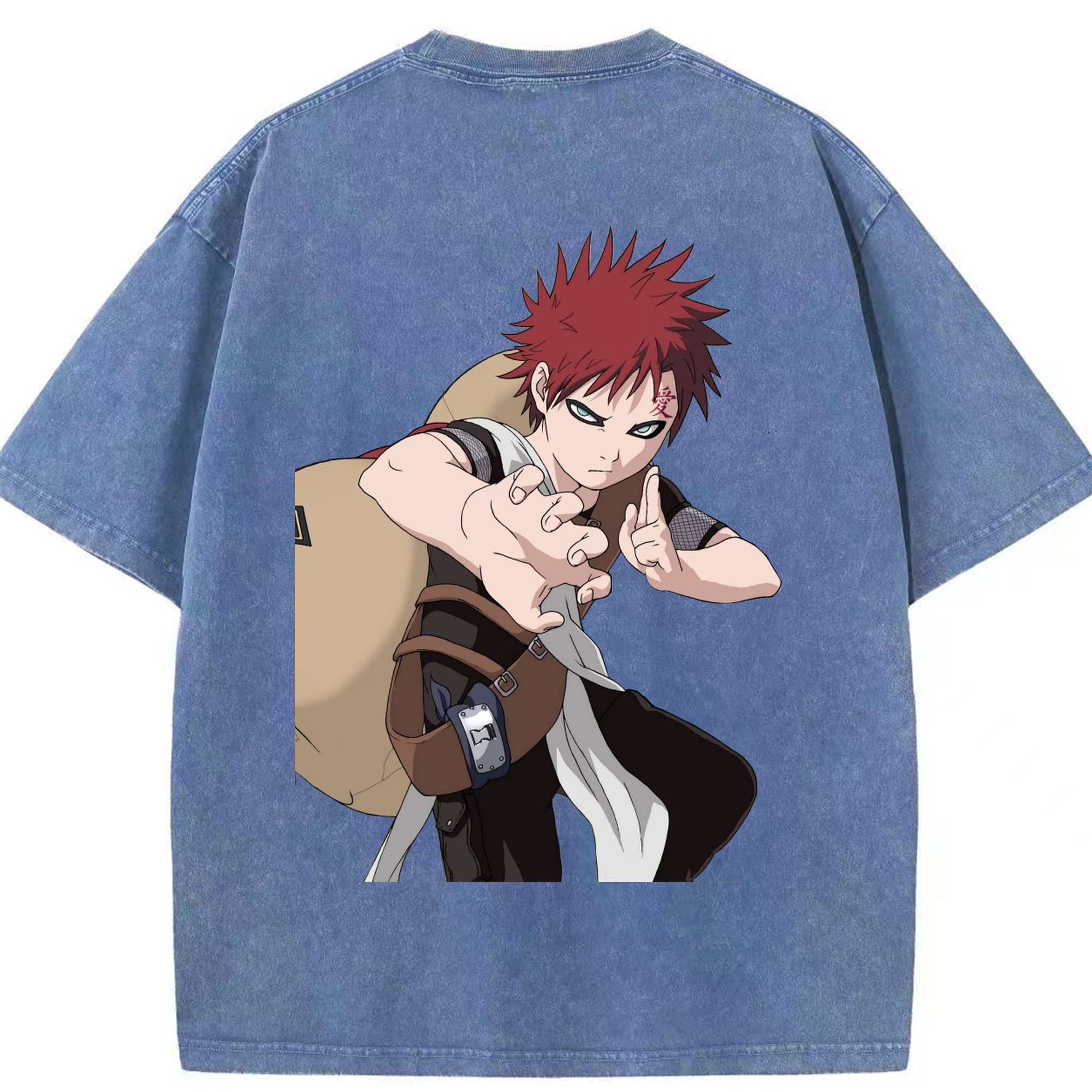（画像用） NARUTO -ナルト- ガアラ Gaara 綿100% ヴィンテージ風 半袖Tシャツ（背面プリント）