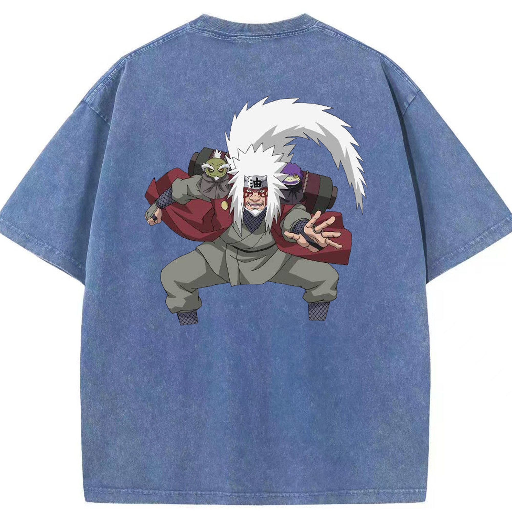 （画像用） NARUTO -ナルト- 自来也（じらいや） Jiraiya 綿100% ヴィンテージ風 半袖Tシャツ（背面プリント）