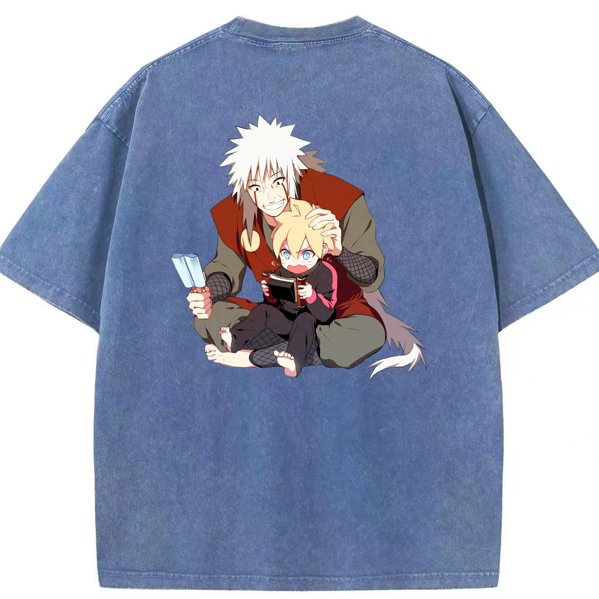 （画像用） NARUTO -ナルト- 自来也（じらいや） Jiraiya 綿100% ヴィンテージ風 半袖Tシャツ（背面プリント）