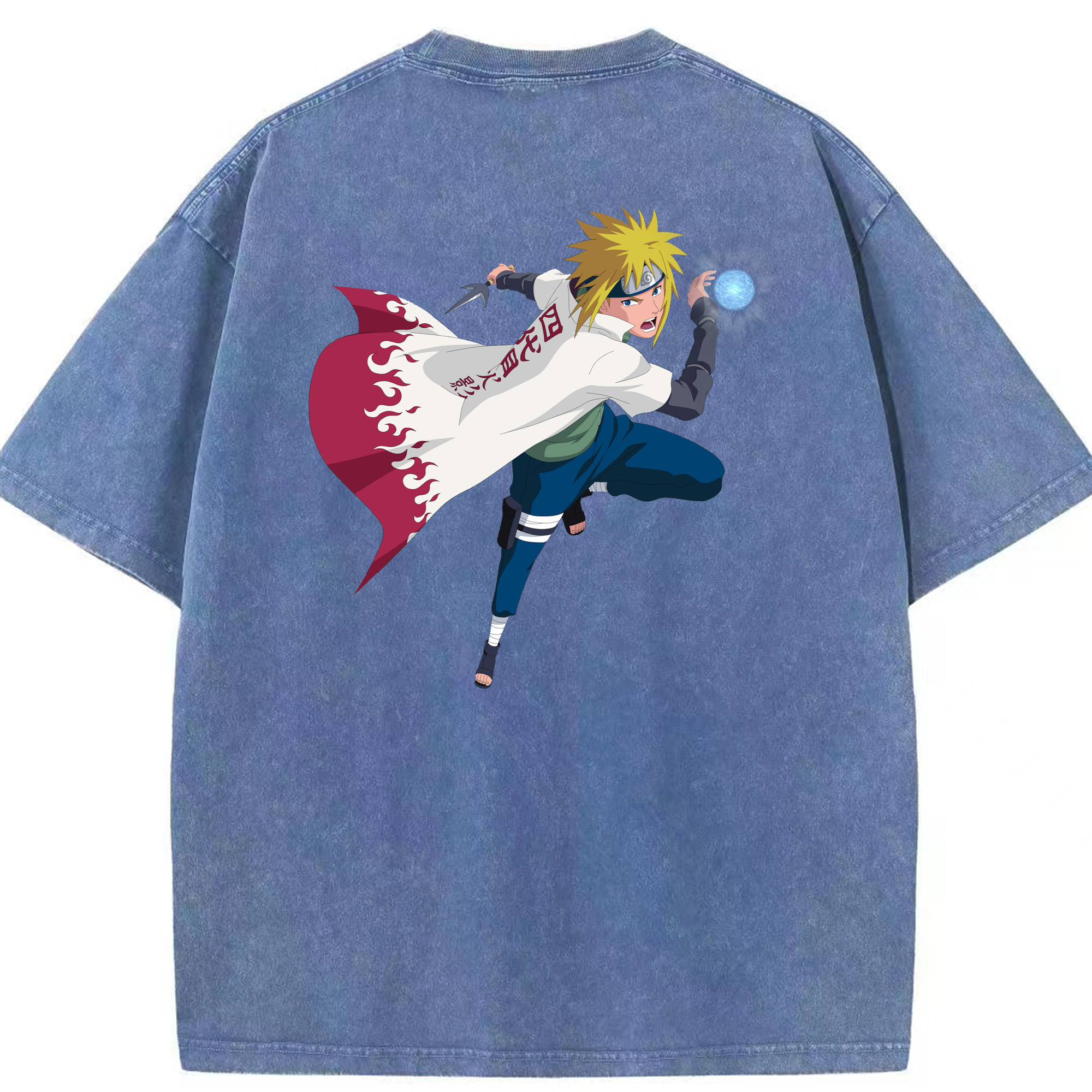 （画像用） NARUTO -ナルト- 波風 ミナト Namikaze Minato 綿100% ヴィンテージ風 半袖Tシャツ（背面プリント）