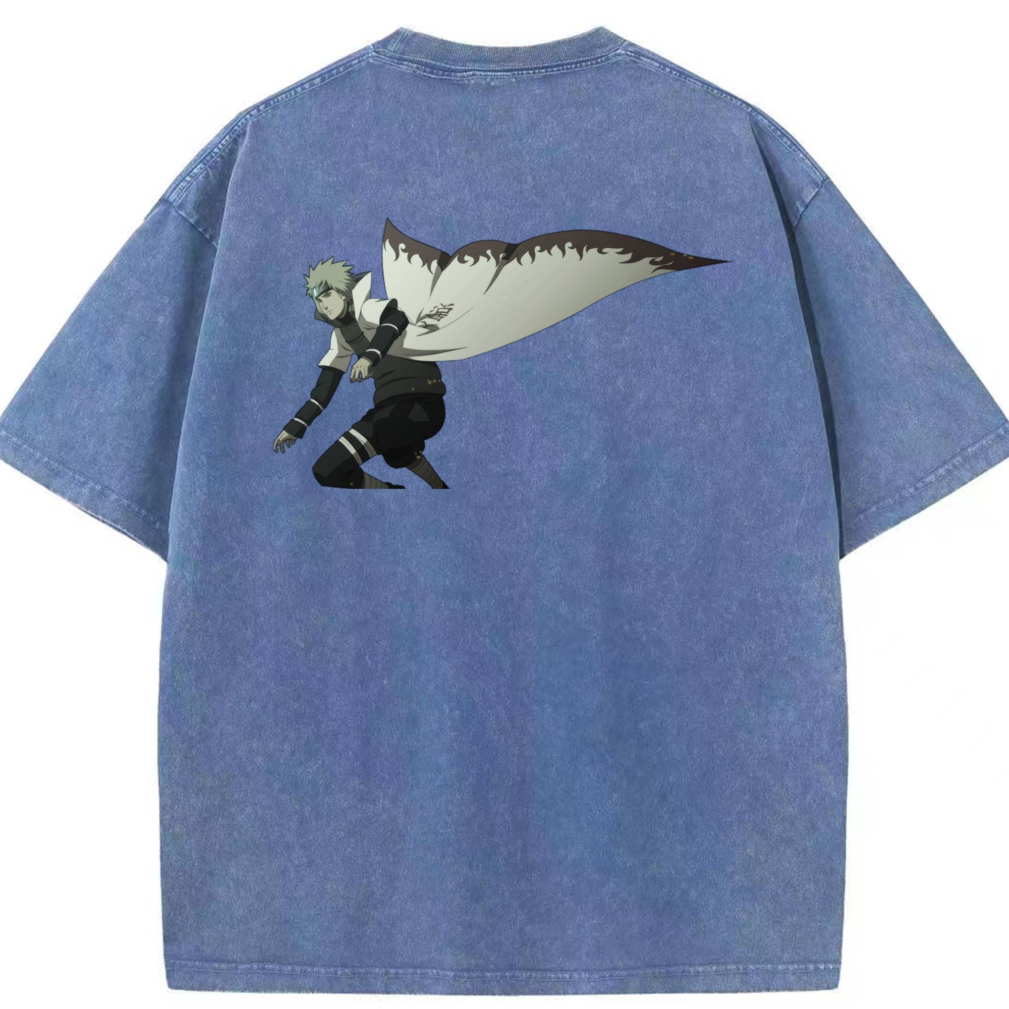 （画像用） NARUTO -ナルト- 波風 ミナト Namikaze Minato 綿100% ヴィンテージ風 半袖Tシャツ（背面プリント）