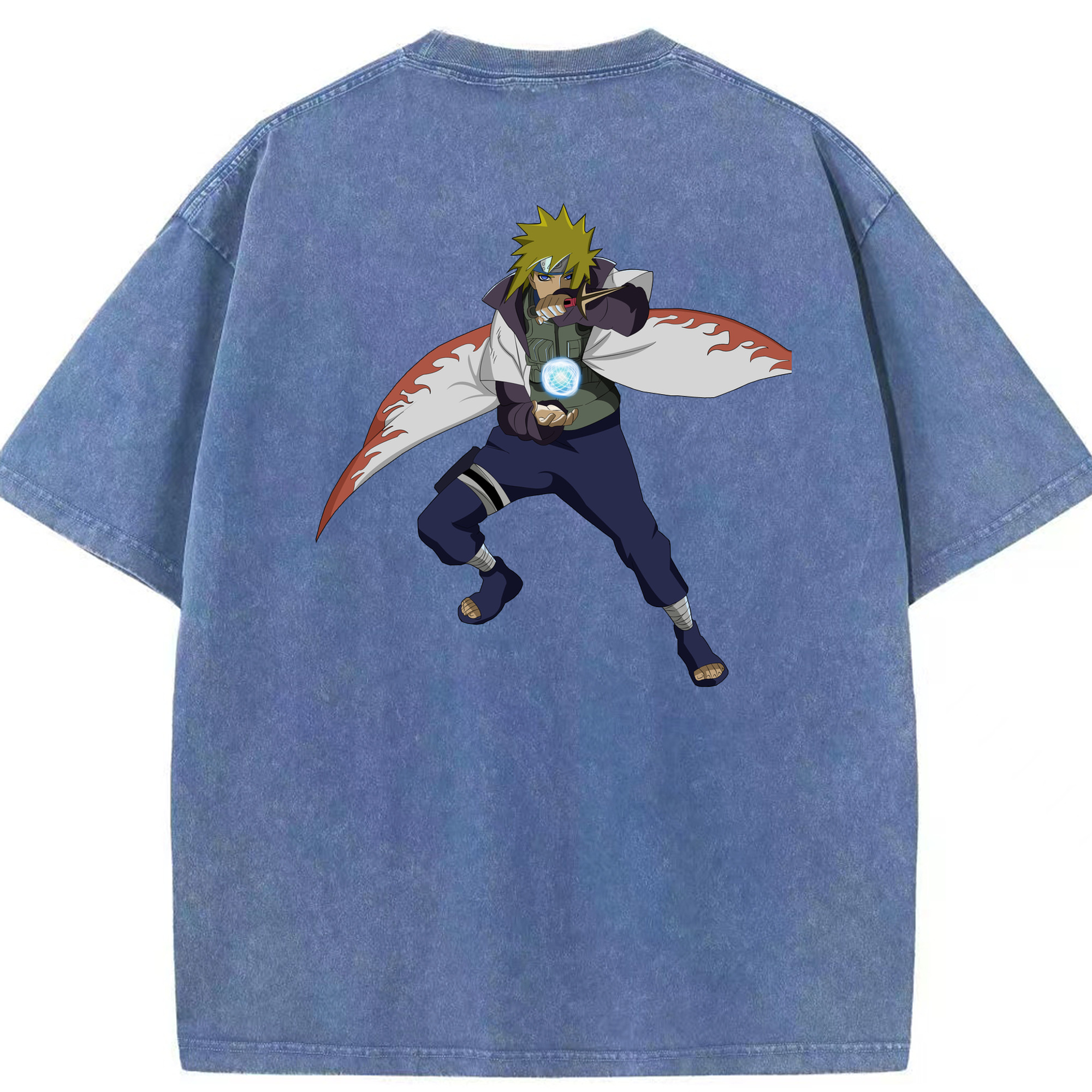 （画像用） NARUTO -ナルト- 波風 ミナト Namikaze Minato 綿100% ヴィンテージ風 半袖Tシャツ（背面プリント）