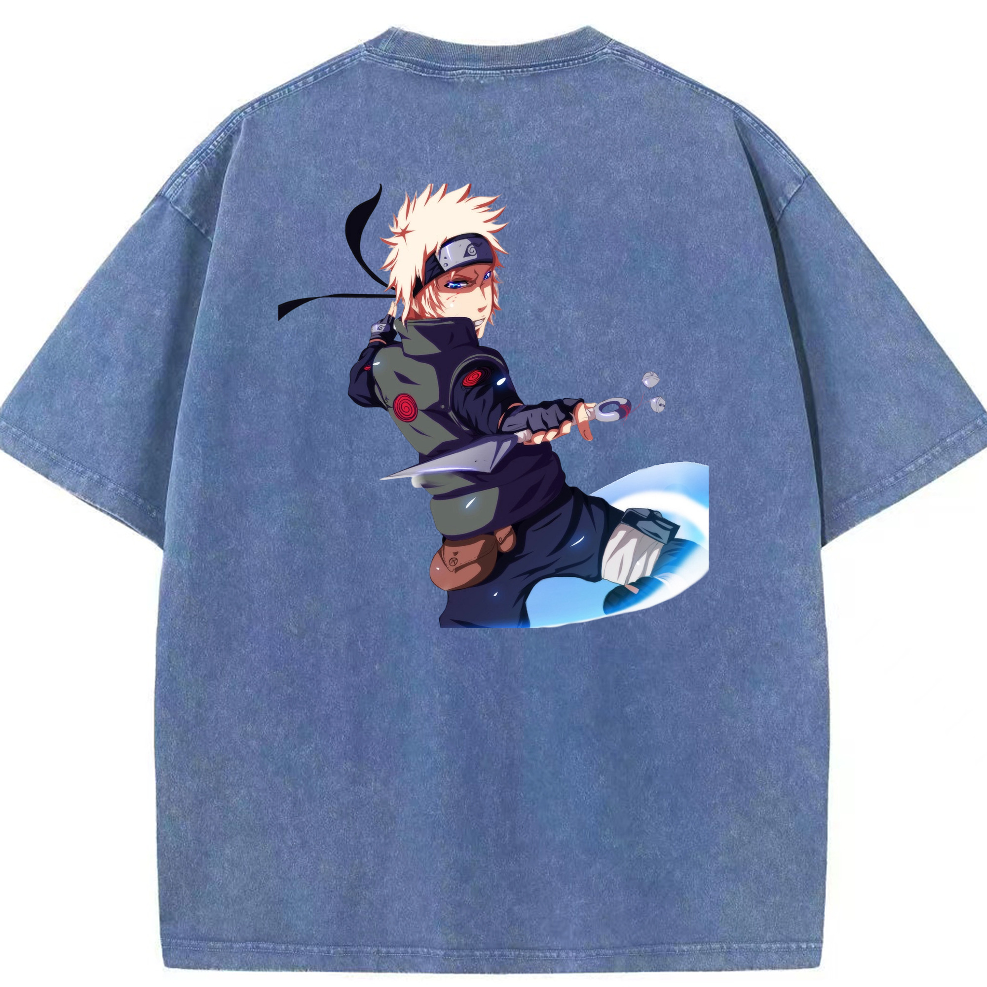 （画像用） NARUTO -ナルト- 波風 ミナト Namikaze Minato 綿100% ヴィンテージ風 半袖Tシャツ（背面プリント）