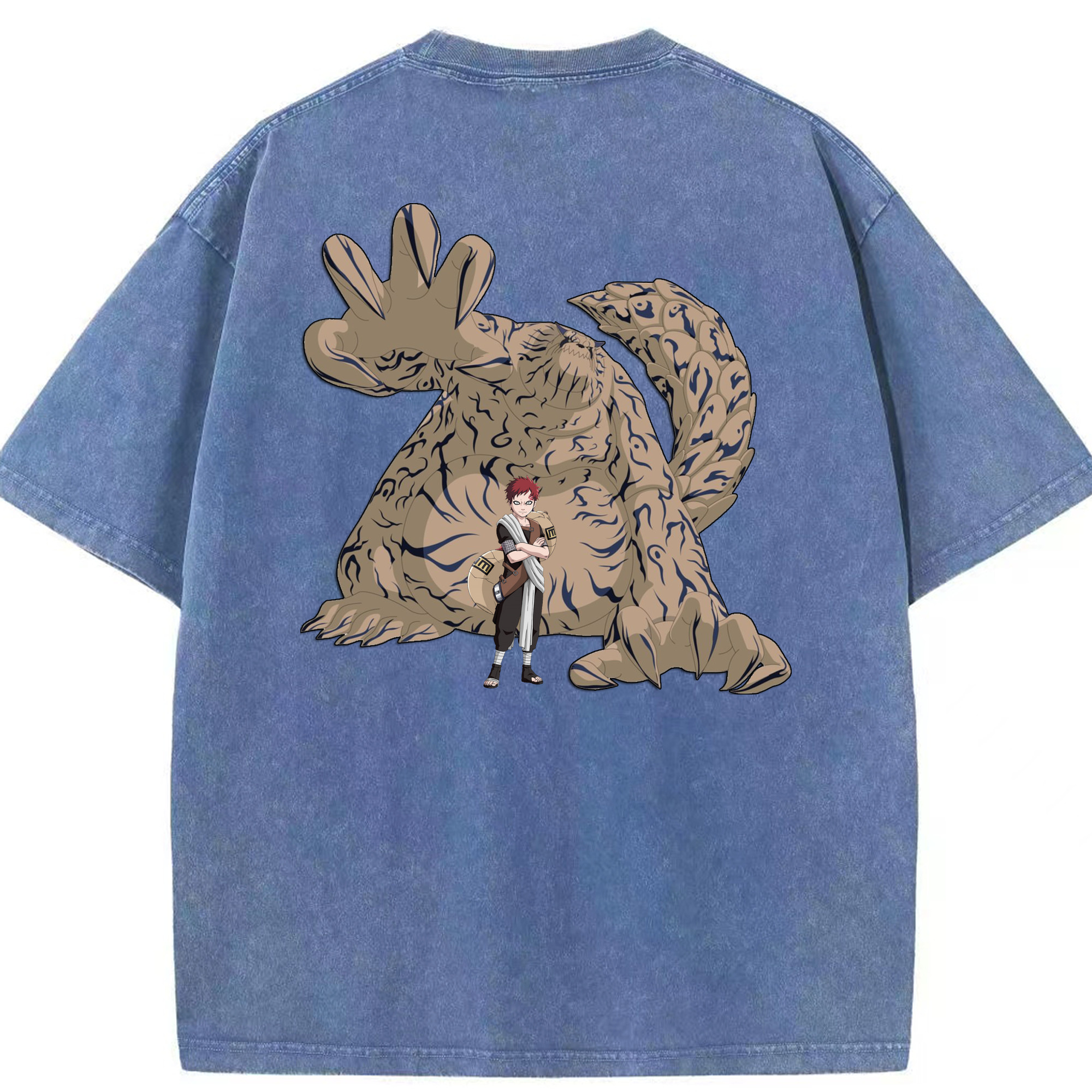 （画像用） NARUTO -ナルト- ガアラ Gaara 綿100% ヴィンテージ風 半袖Tシャツ（背面プリント）