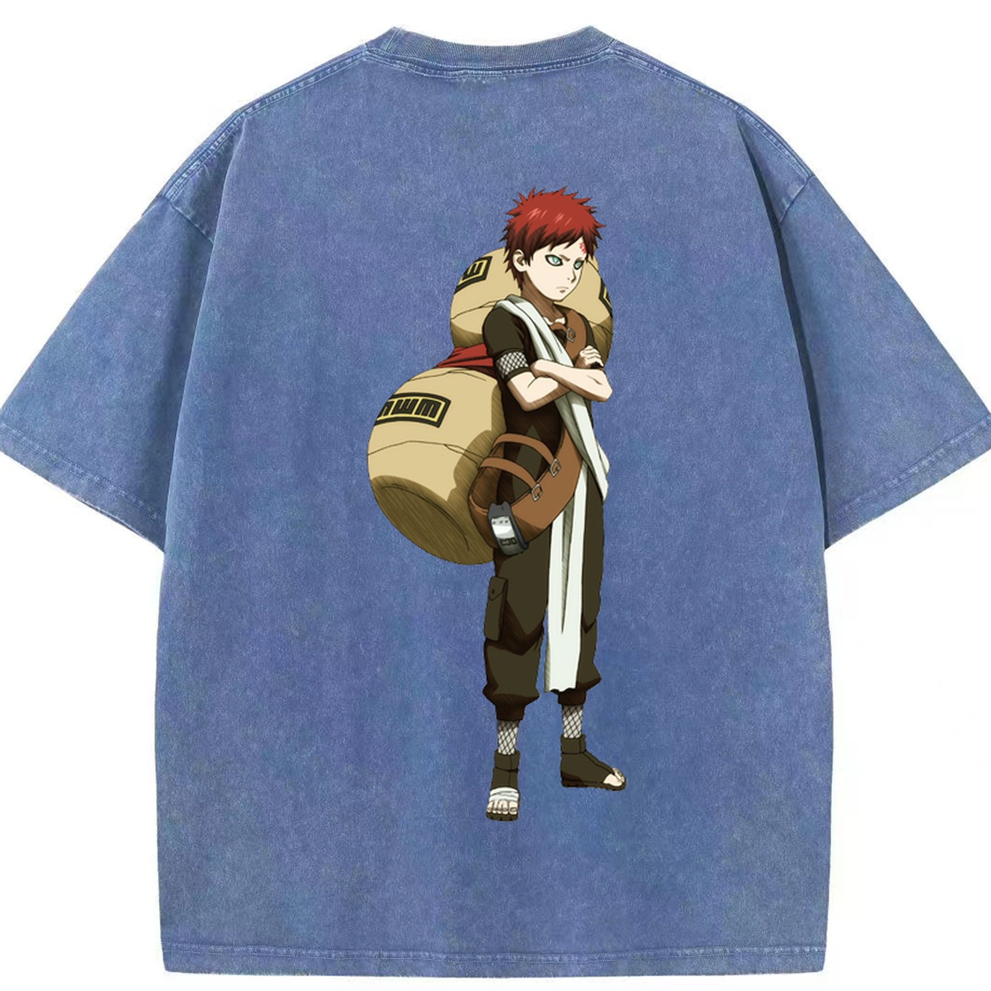 （画像用） NARUTO -ナルト- ガアラ Gaara 綿100% ヴィンテージ風 半袖Tシャツ（背面プリント）