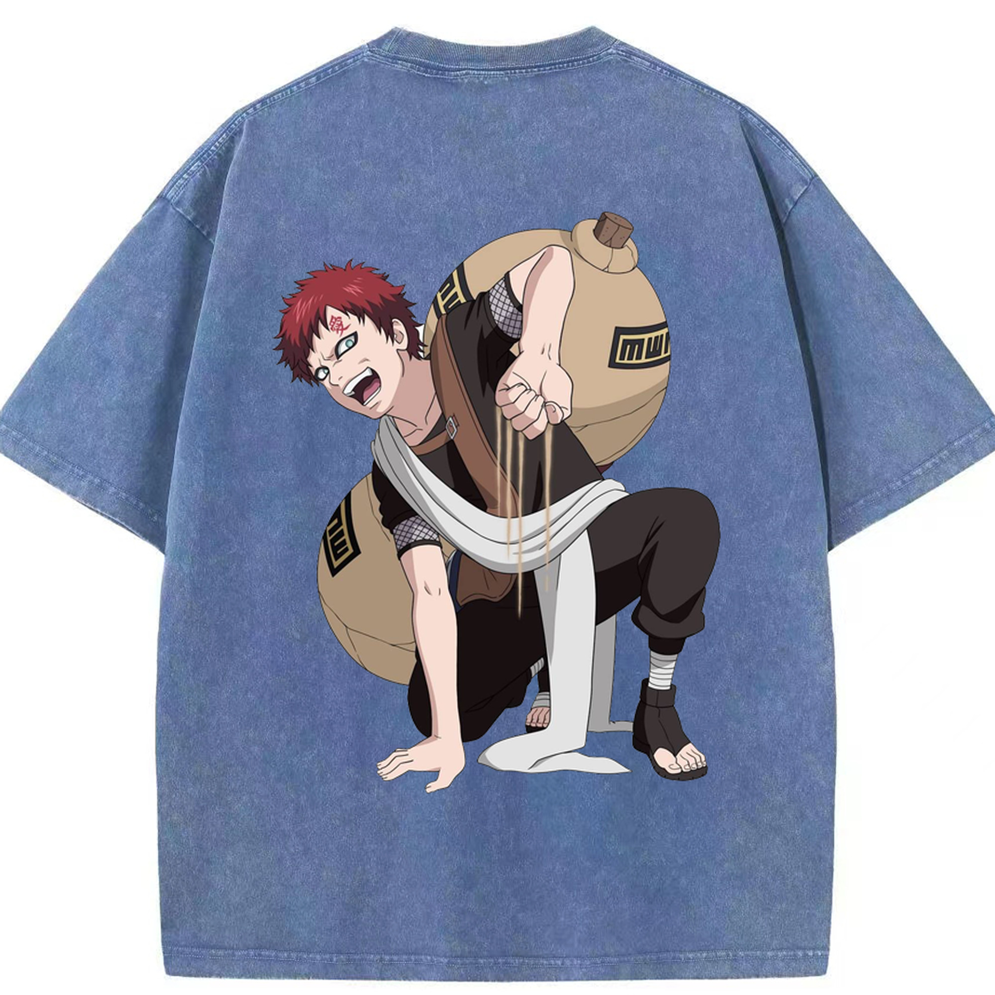 （画像用） NARUTO -ナルト- ガアラ Gaara 綿100% ヴィンテージ風 半袖Tシャツ（背面プリント）