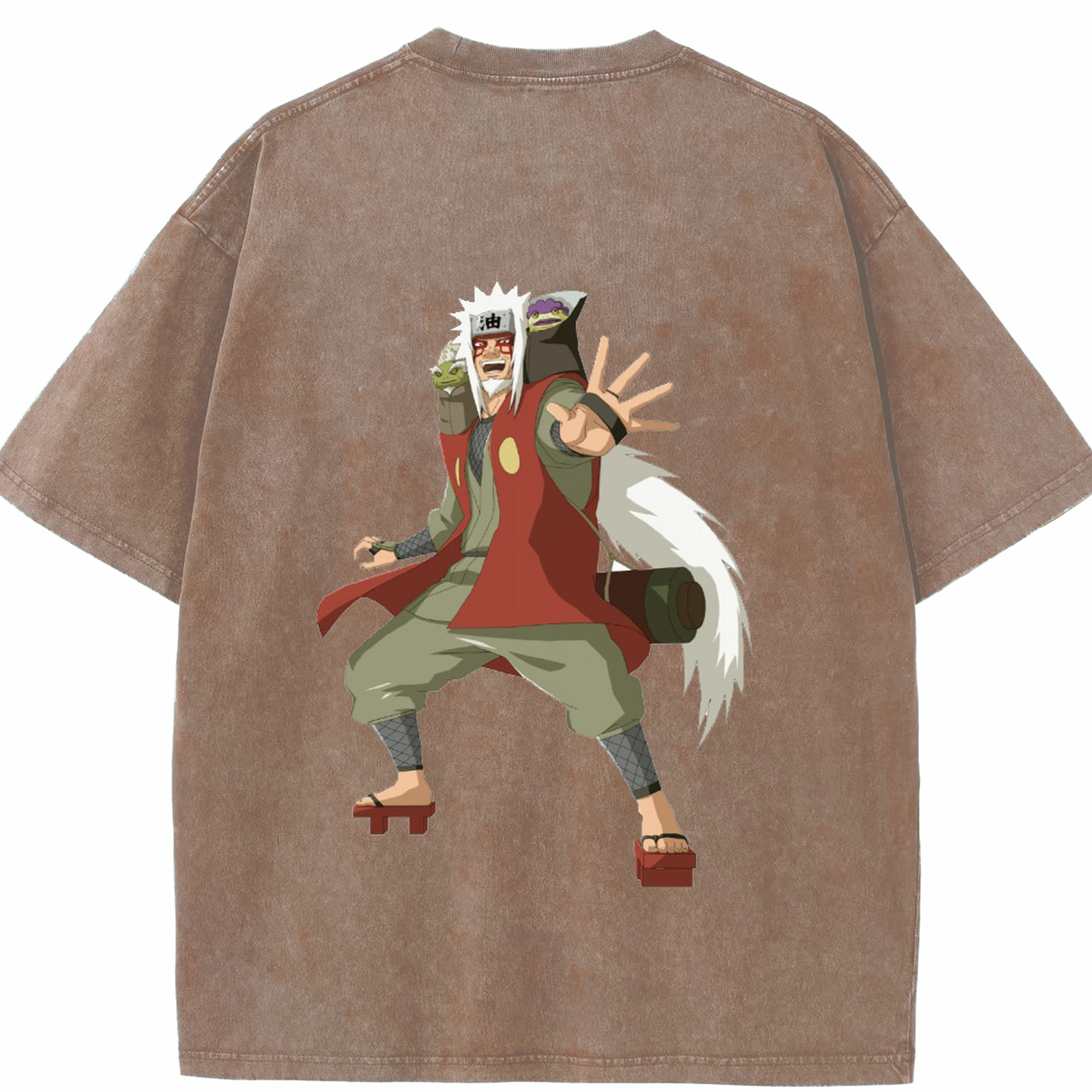 （画像用） NARUTO -ナルト- 自来也（じらいや） Jiraiya 綿100% ヴィンテージ風 半袖Tシャツ（背面プリント）