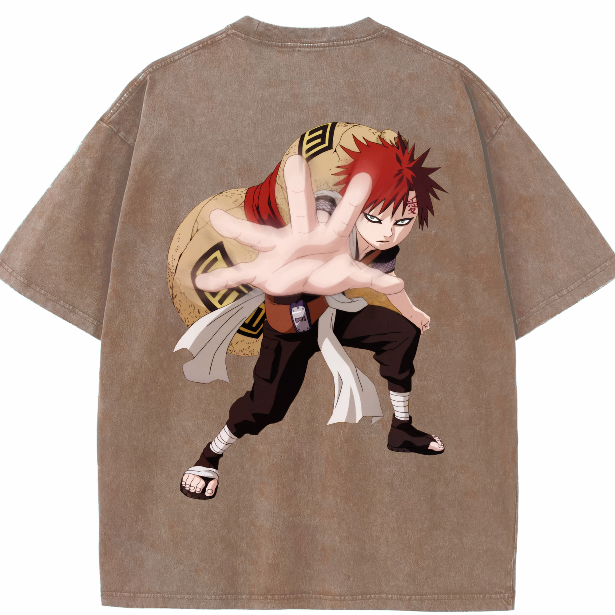 （画像用） NARUTO -ナルト- ガアラ Gaara 綿100% ヴィンテージ風 半袖Tシャツ（背面プリント）
