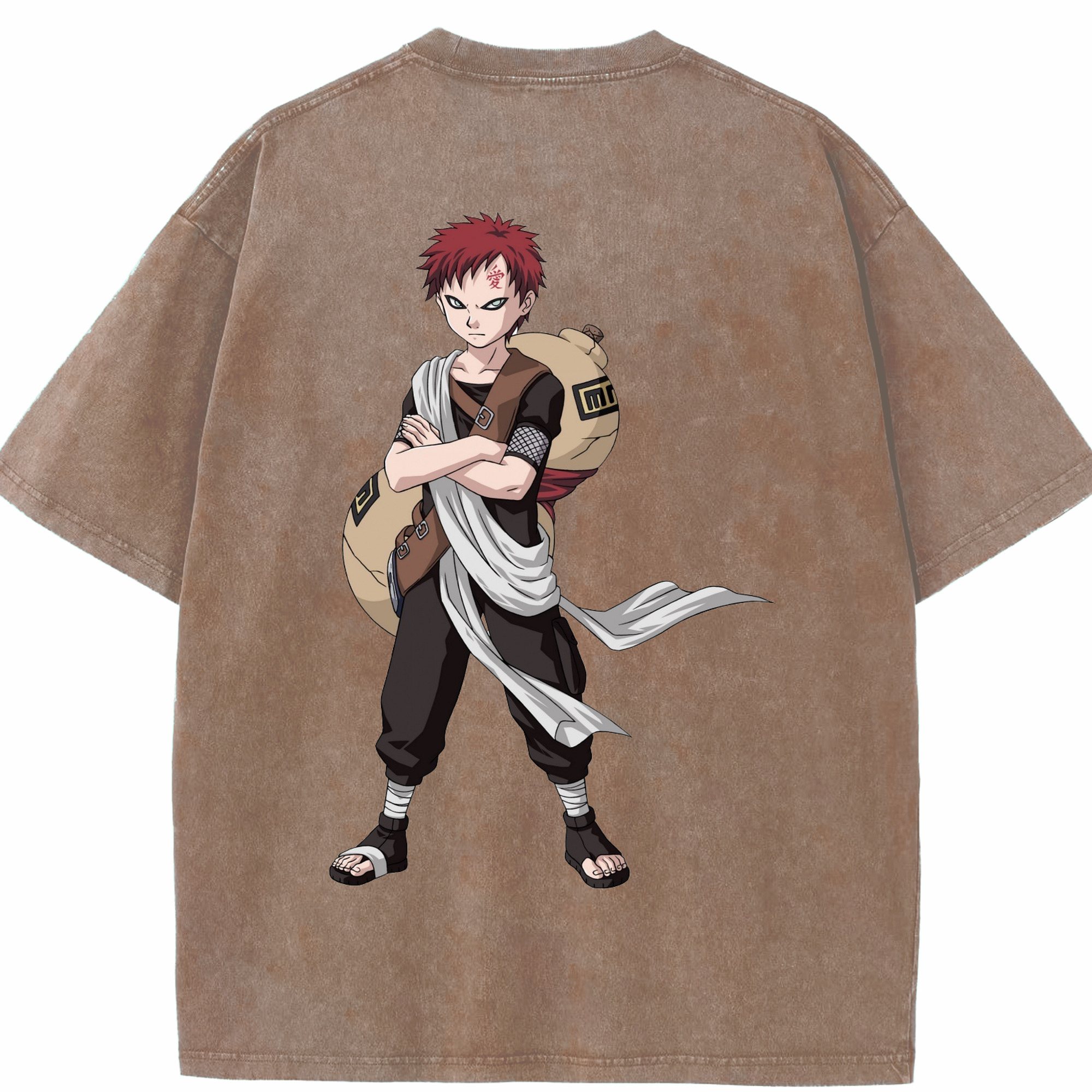 （画像用） NARUTO -ナルト- ガアラ Gaara 綿100% ヴィンテージ風 半袖Tシャツ（背面プリント）
