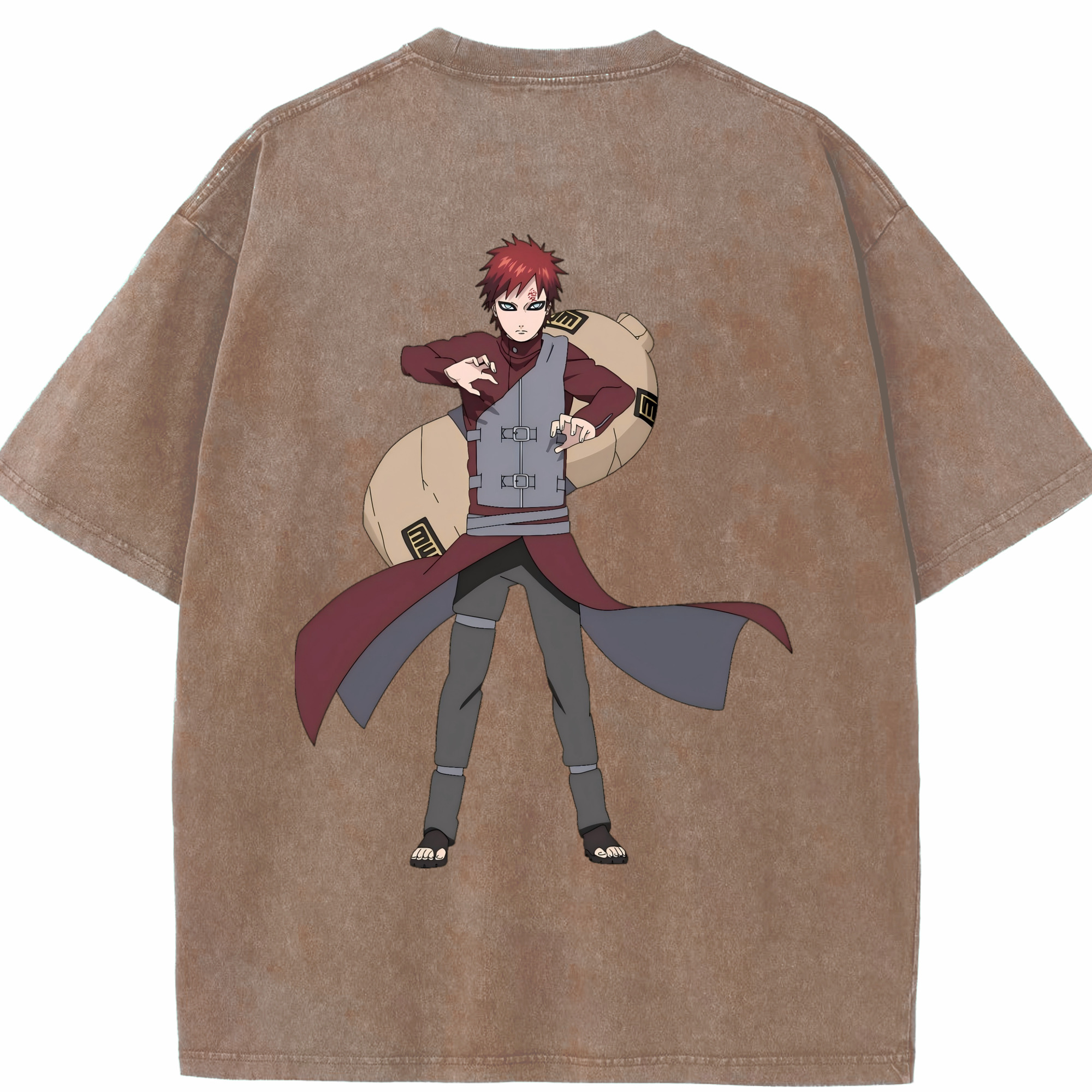 （画像用） NARUTO -ナルト- ガアラ Gaara 綿100% ヴィンテージ風 半袖Tシャツ（背面プリント）