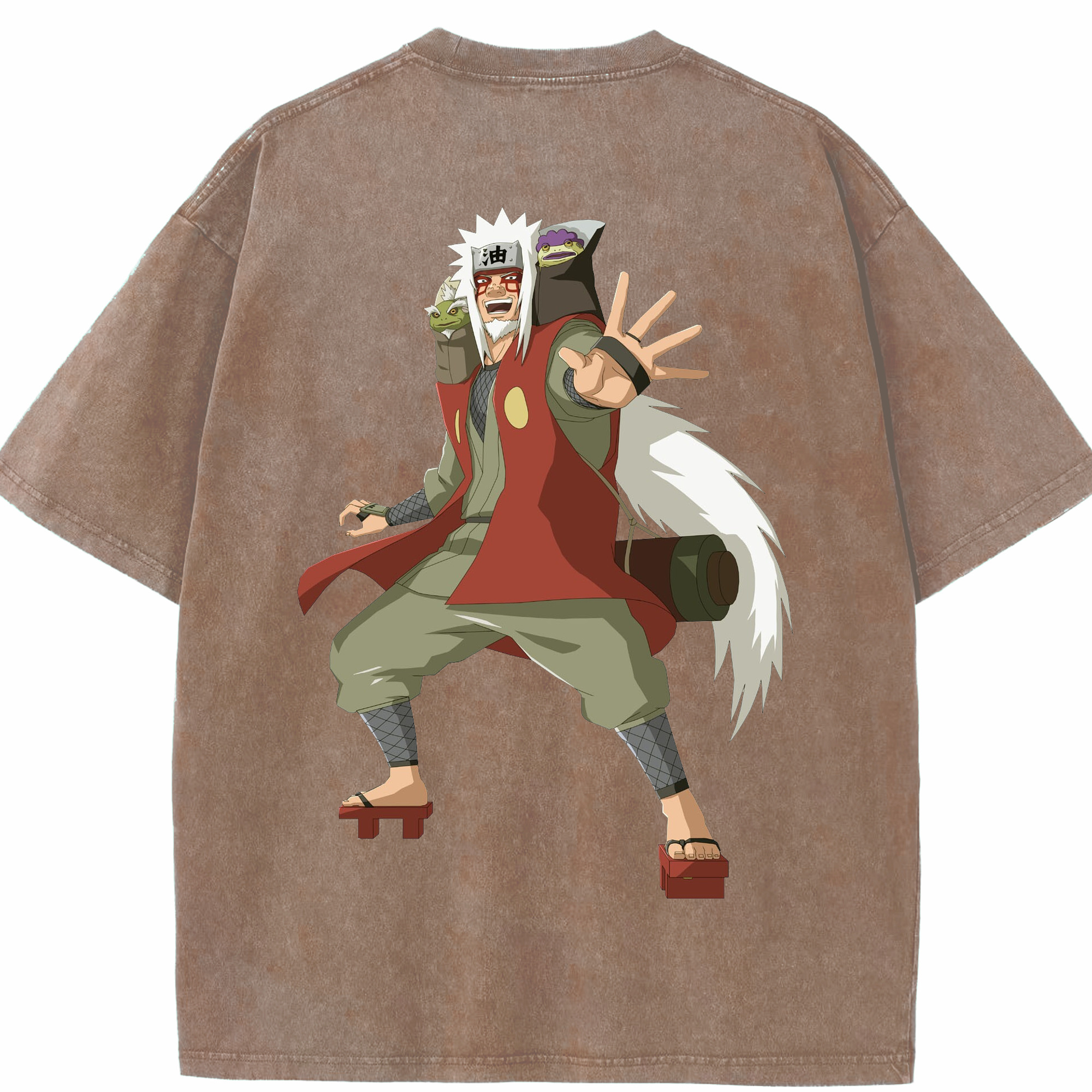 （画像用） NARUTO -ナルト- 自来也（じらいや） Jiraiya 綿100% ヴィンテージ風 半袖Tシャツ（背面プリント）