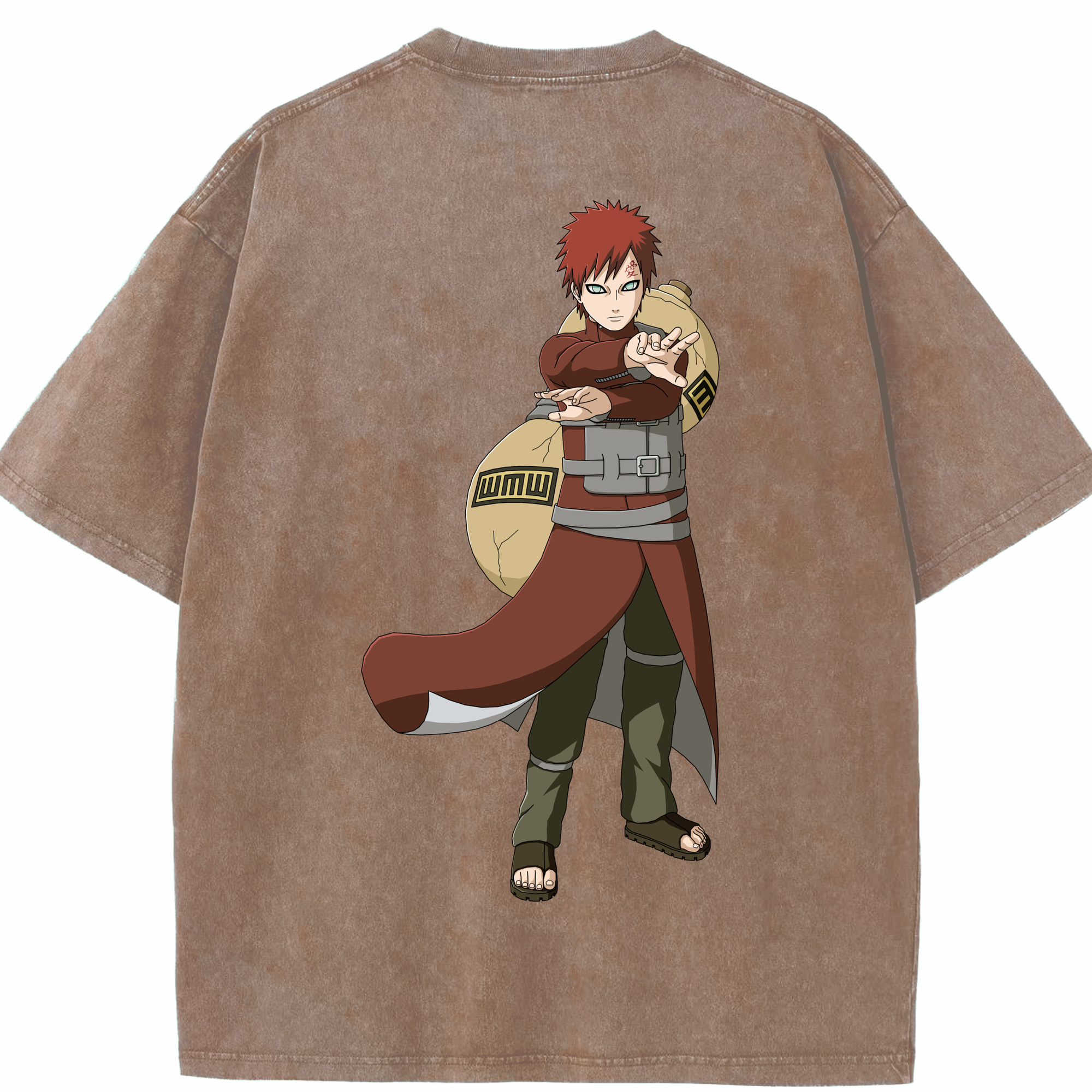（画像用） NARUTO -ナルト- ガアラ Gaara 綿100% ヴィンテージ風 半袖Tシャツ（背面プリント）