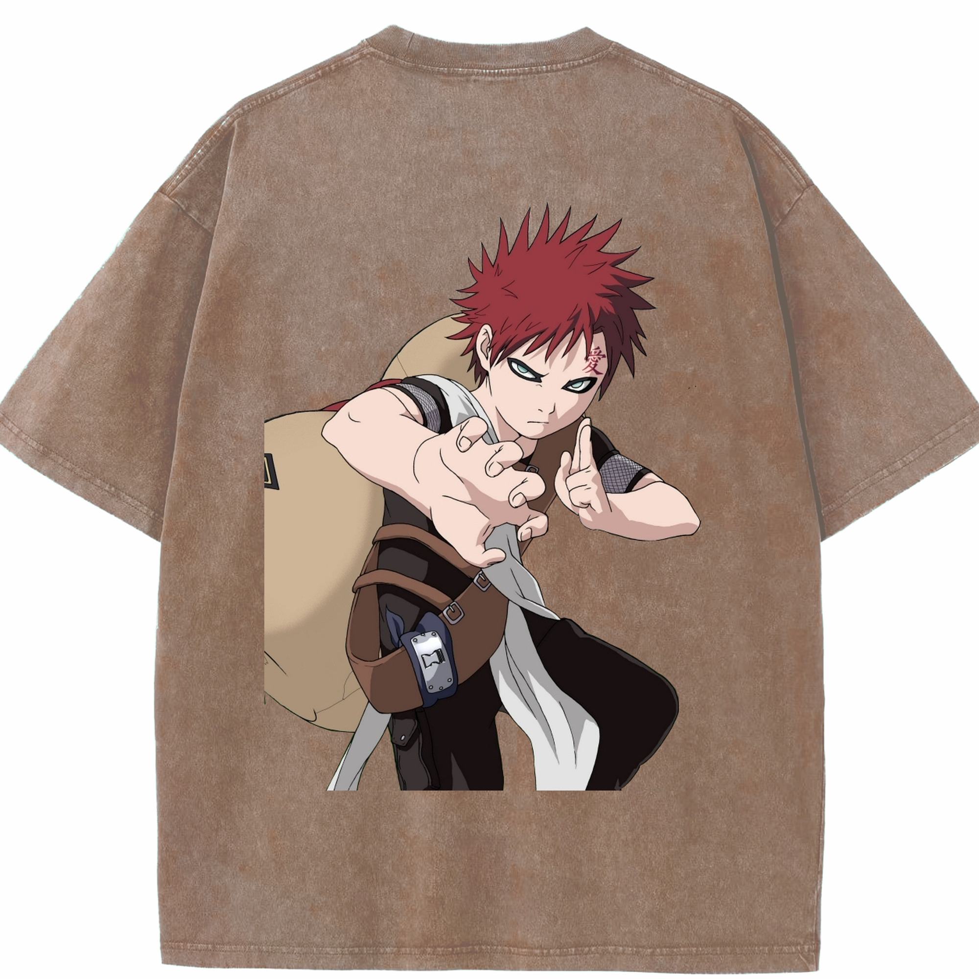 （画像用） NARUTO -ナルト- ガアラ Gaara 綿100% ヴィンテージ風 半袖Tシャツ（背面プリント）