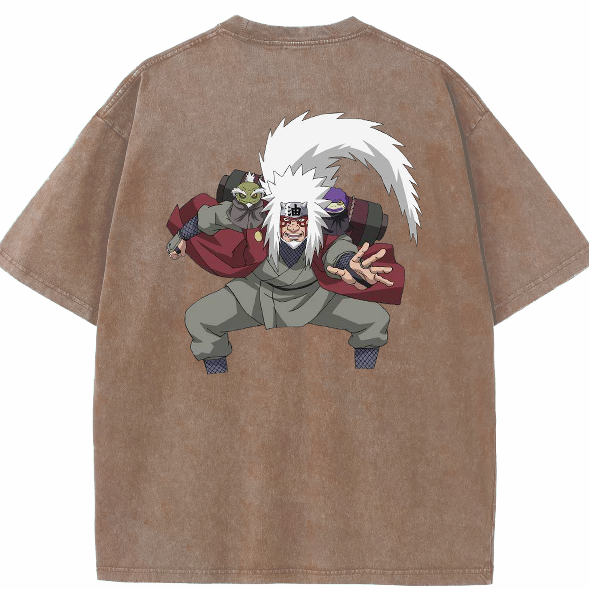 （画像用） NARUTO -ナルト- 自来也（じらいや） Jiraiya 綿100% ヴィンテージ風 半袖Tシャツ（背面プリント）