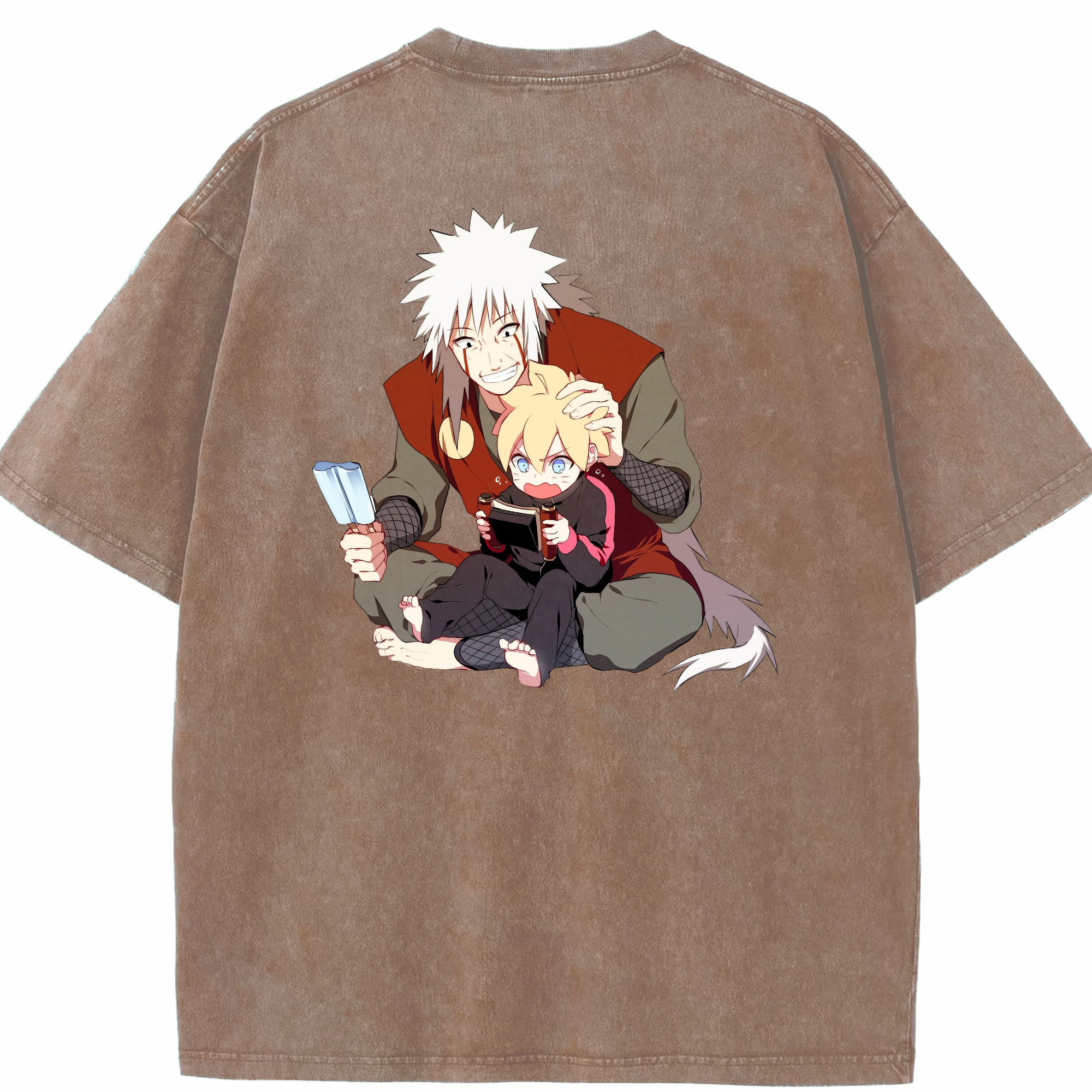 （画像用） NARUTO -ナルト- 自来也（じらいや） Jiraiya 綿100% ヴィンテージ風 半袖Tシャツ（背面プリント）