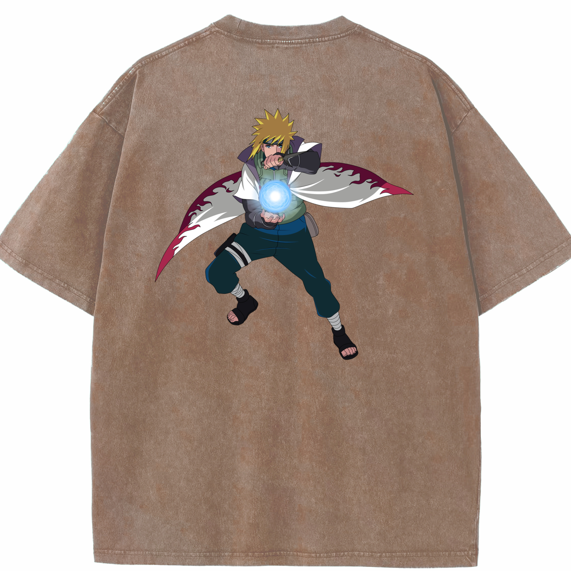 （画像用） NARUTO -ナルト- 波風 ミナト Namikaze Minato 綿100% ヴィンテージ風 半袖Tシャツ（背面プリント）