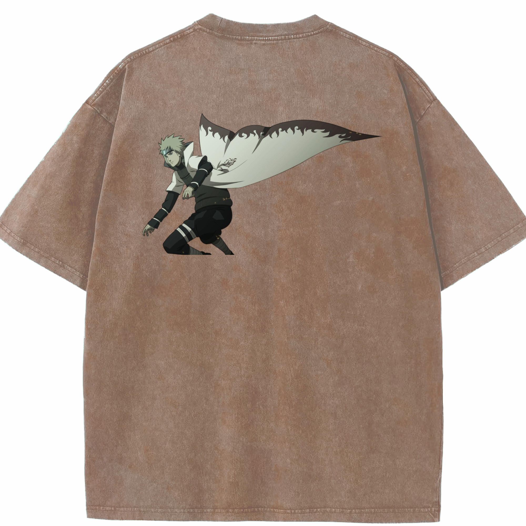 （画像用） NARUTO -ナルト- 波風 ミナト Namikaze Minato 綿100% ヴィンテージ風 半袖Tシャツ（背面プリント）