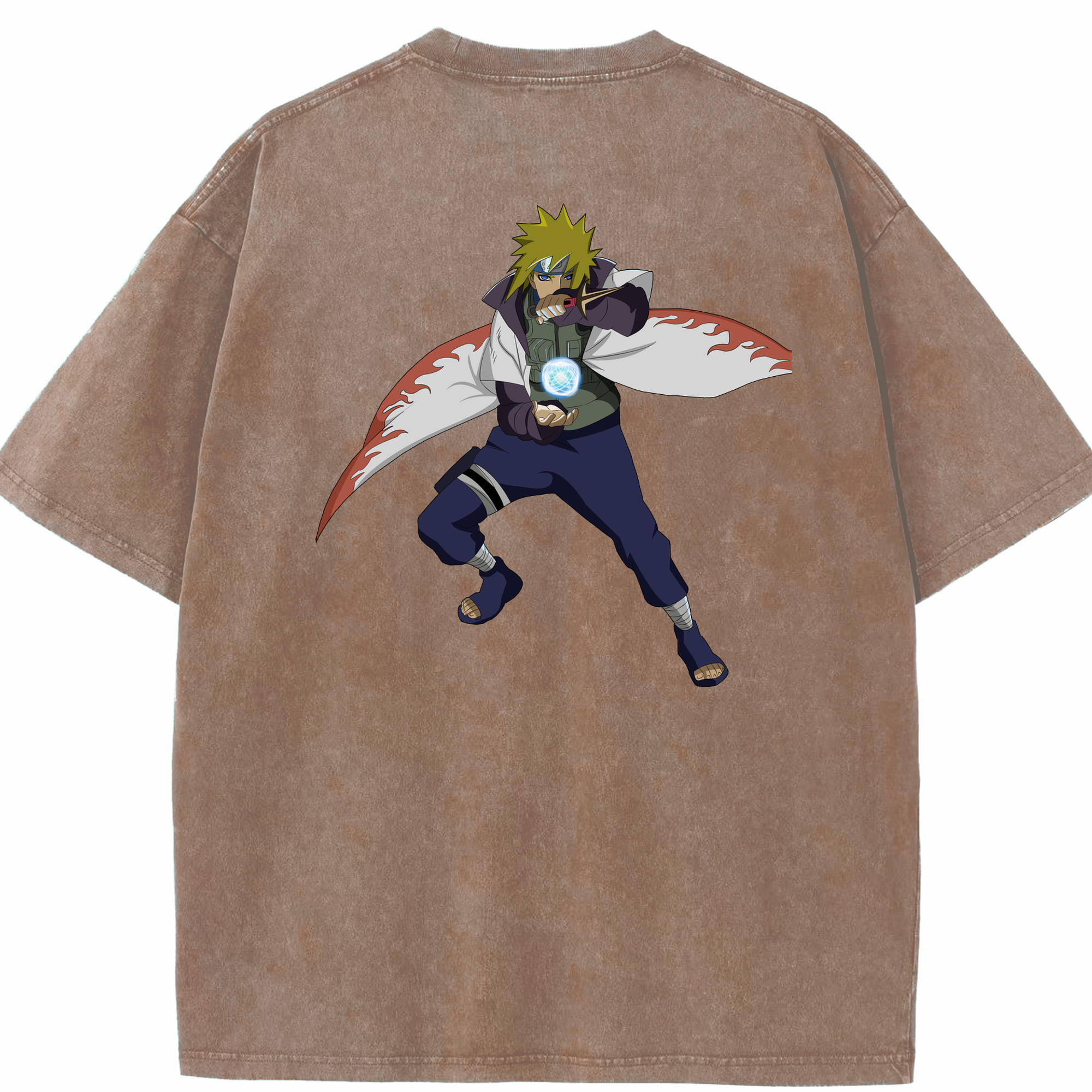 （画像用） NARUTO -ナルト- 波風 ミナト Namikaze Minato 綿100% ヴィンテージ風 半袖Tシャツ（背面プリント）