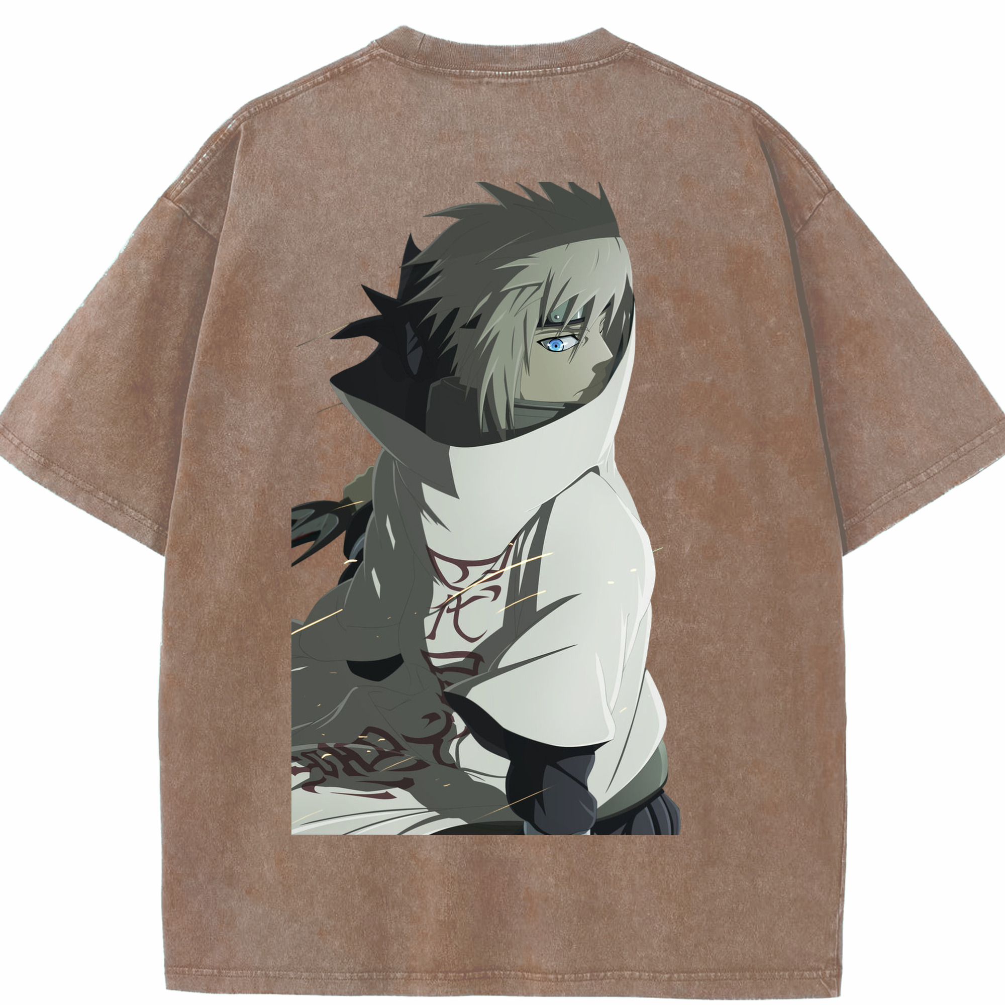 （画像用） NARUTO -ナルト- 波風 ミナト Namikaze Minato 綿100% ヴィンテージ風 半袖Tシャツ（背面プリント）