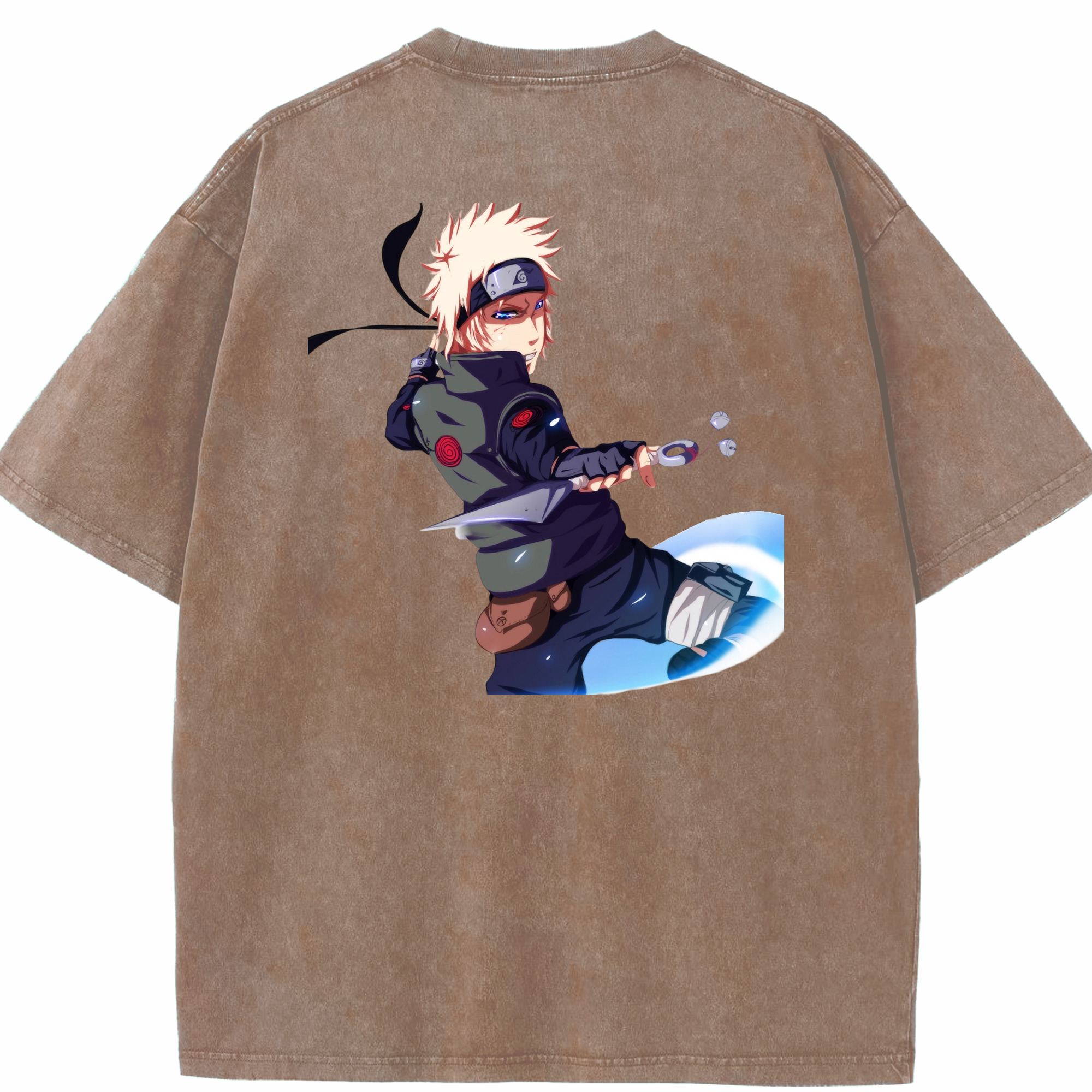 （画像用） NARUTO -ナルト- 波風 ミナト Namikaze Minato 綿100% ヴィンテージ風 半袖Tシャツ（背面プリント）