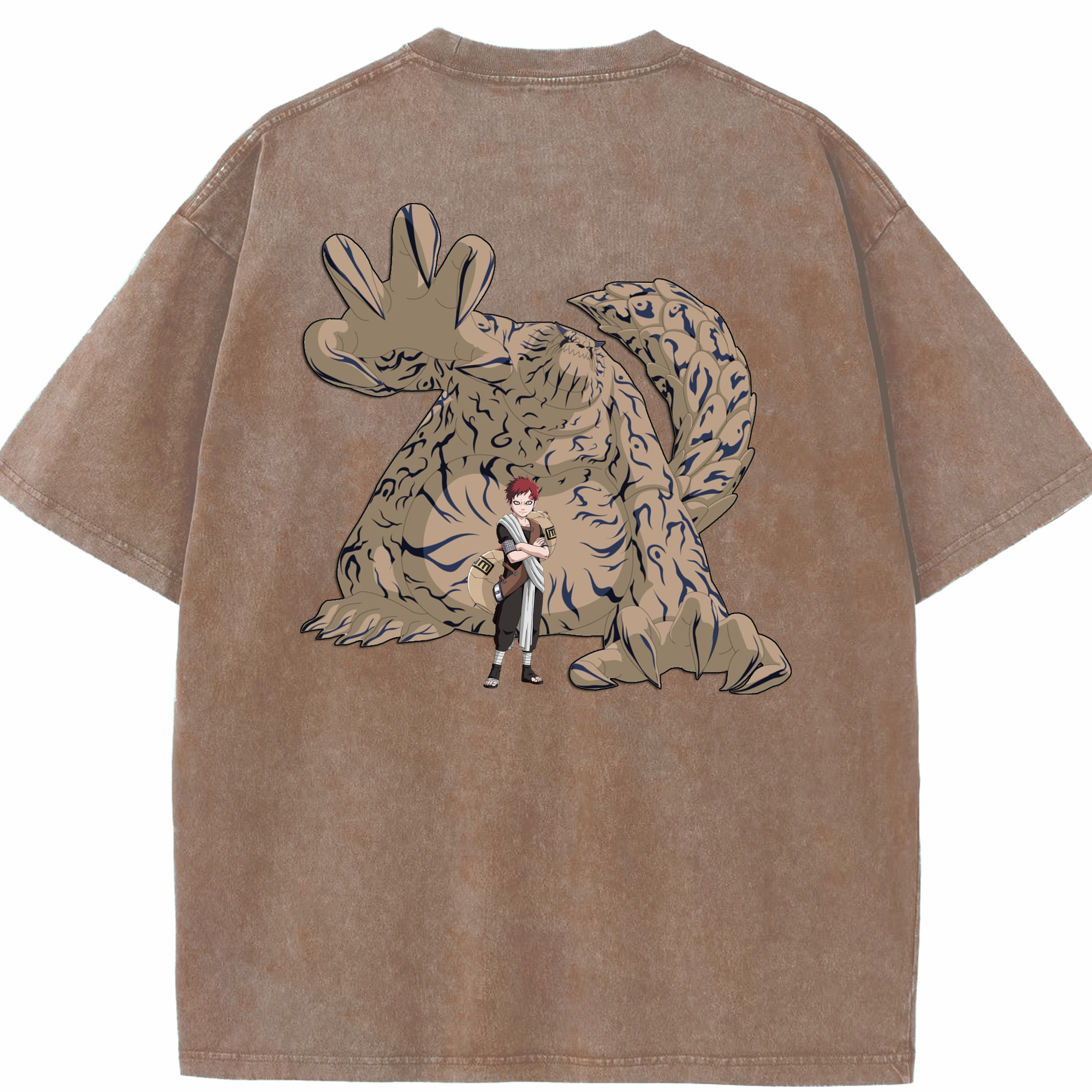 （画像用） NARUTO -ナルト- ガアラ Gaara 綿100% ヴィンテージ風 半袖Tシャツ（背面プリント）