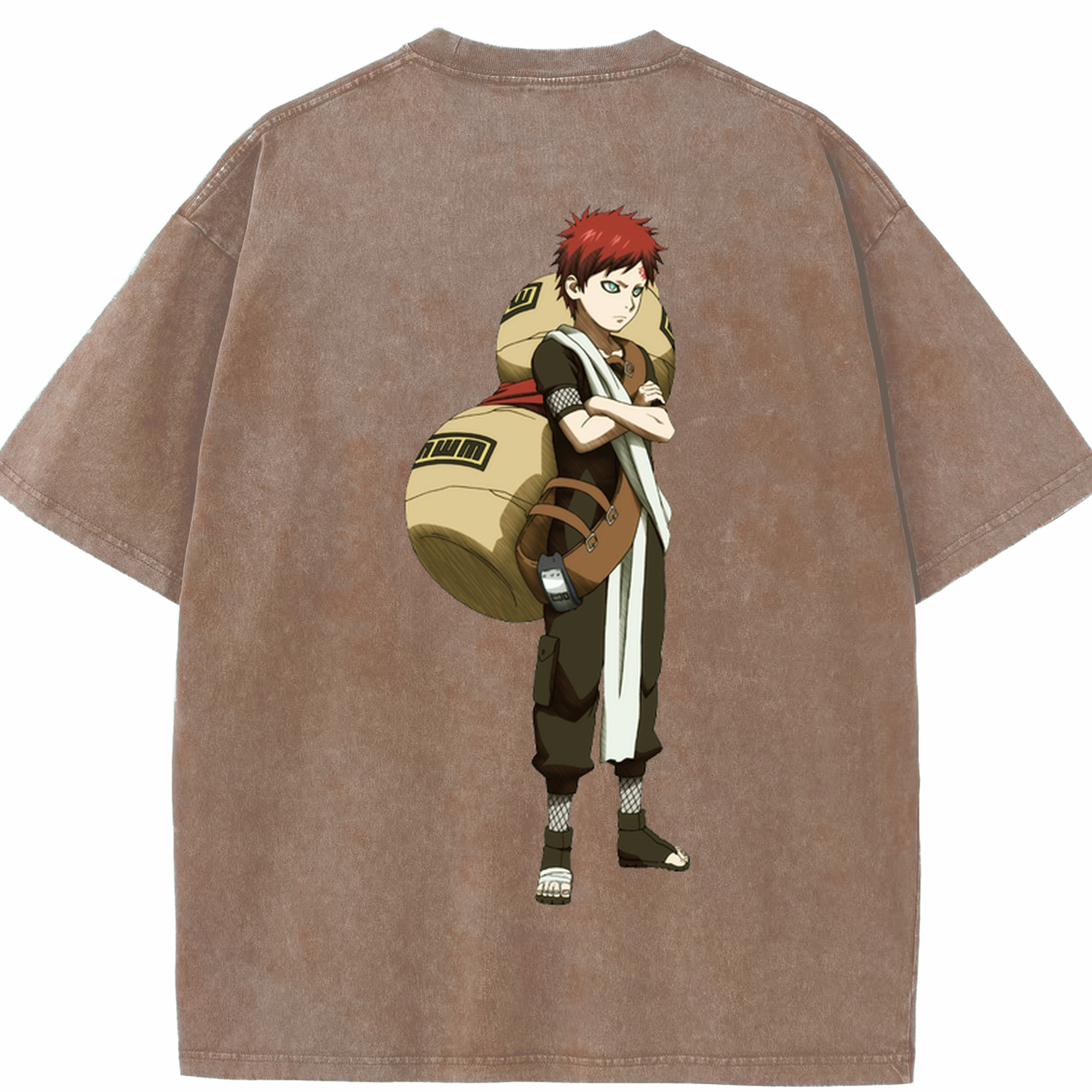 （画像用） NARUTO -ナルト- ガアラ Gaara 綿100% ヴィンテージ風 半袖Tシャツ（背面プリント）
