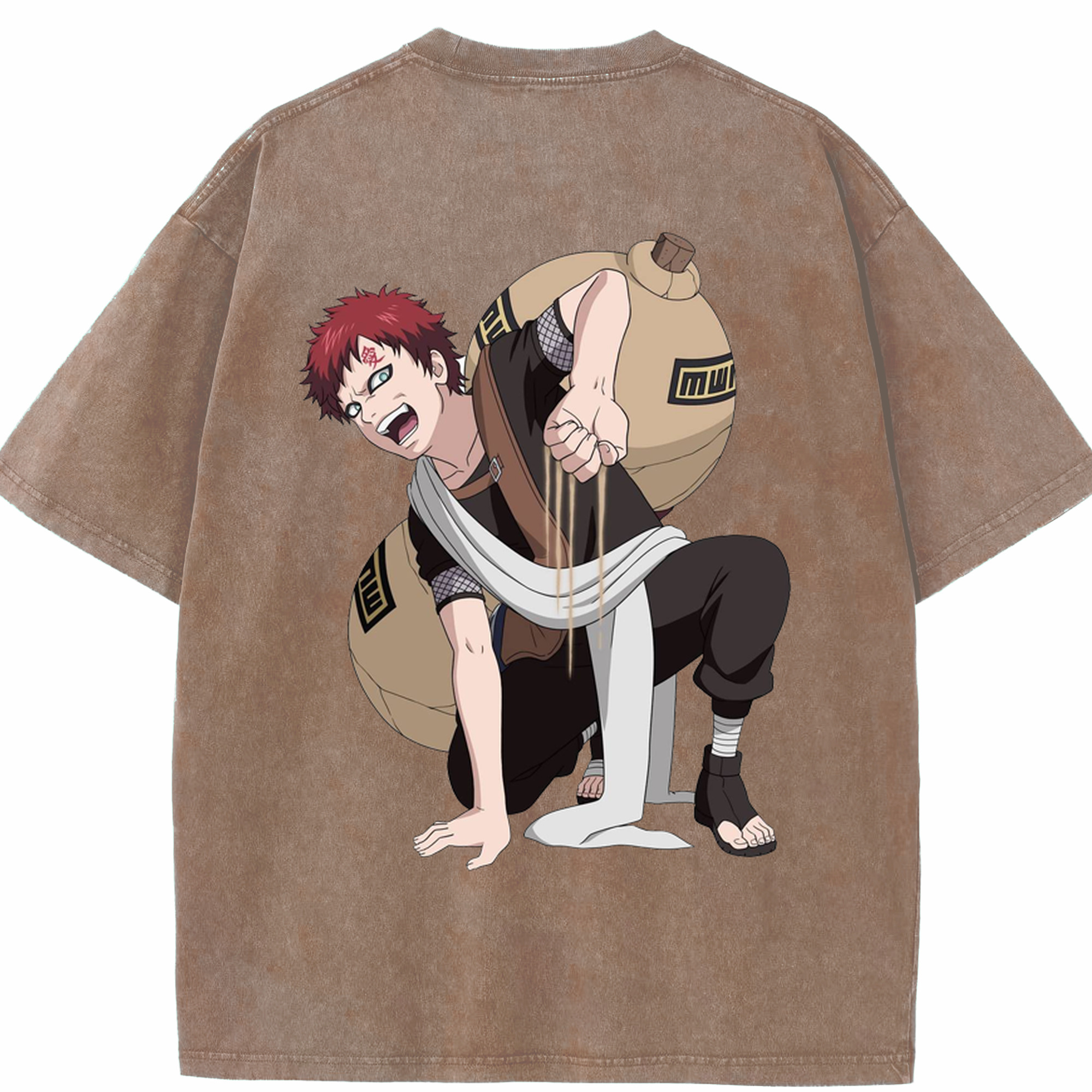 （画像用） NARUTO -ナルト- ガアラ Gaara 綿100% ヴィンテージ風 半袖Tシャツ（背面プリント）
