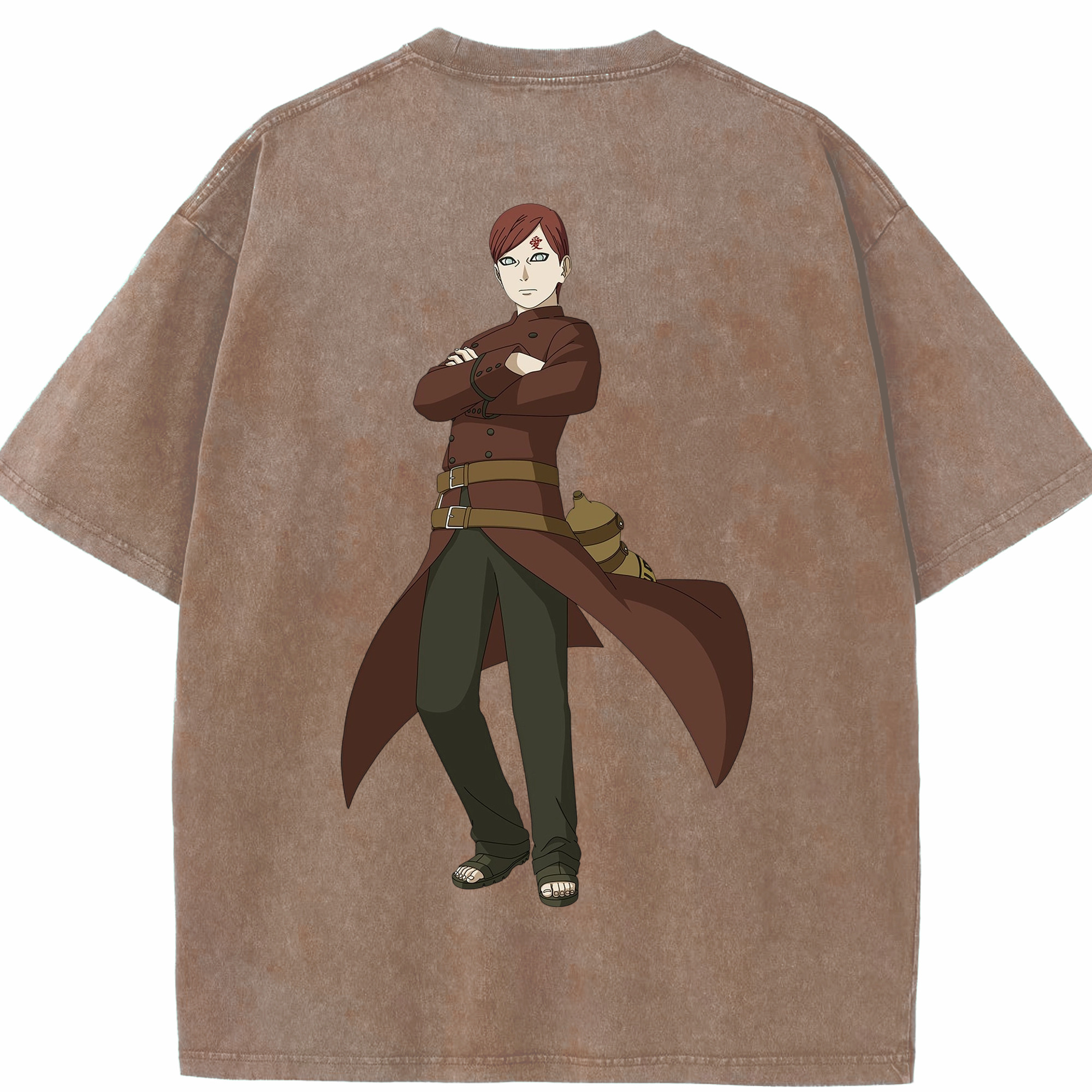 （画像用） NARUTO -ナルト- ガアラ Gaara 綿100% ヴィンテージ風 半袖Tシャツ（背面プリント）