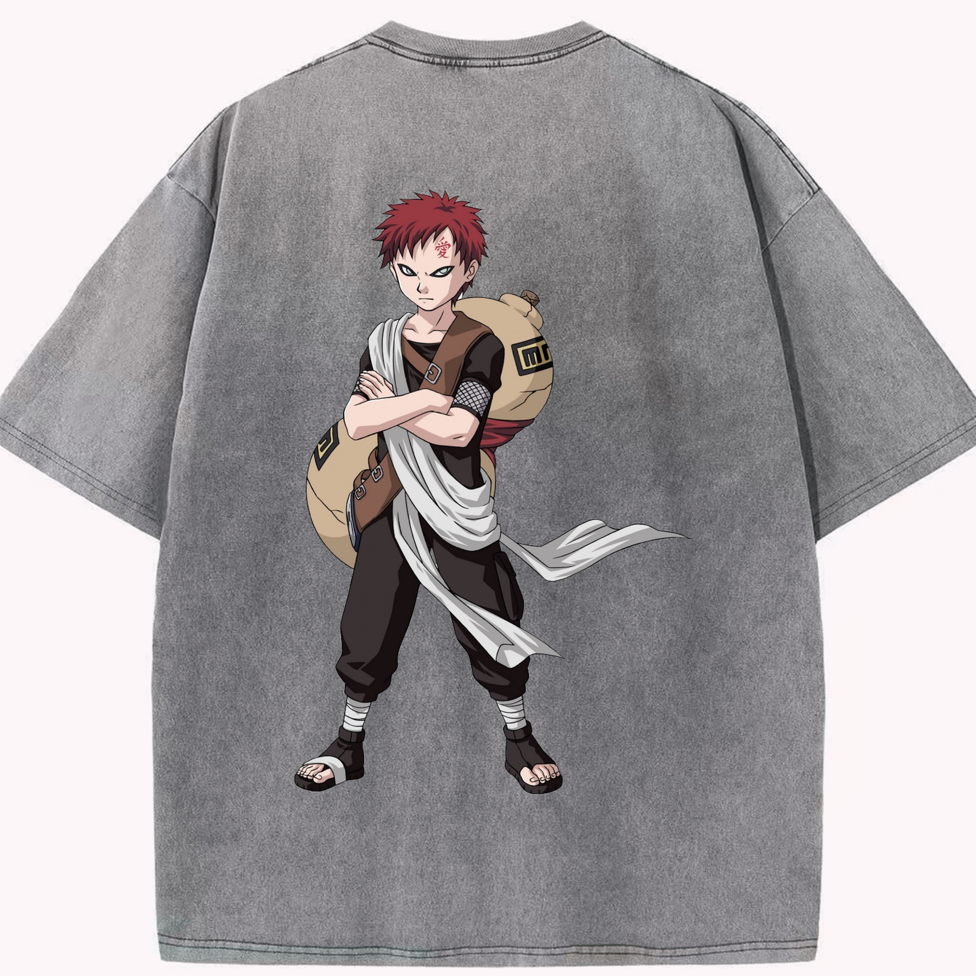 （画像用） NARUTO -ナルト- ガアラ Gaara 綿100% ヴィンテージ風 半袖Tシャツ（背面プリント）