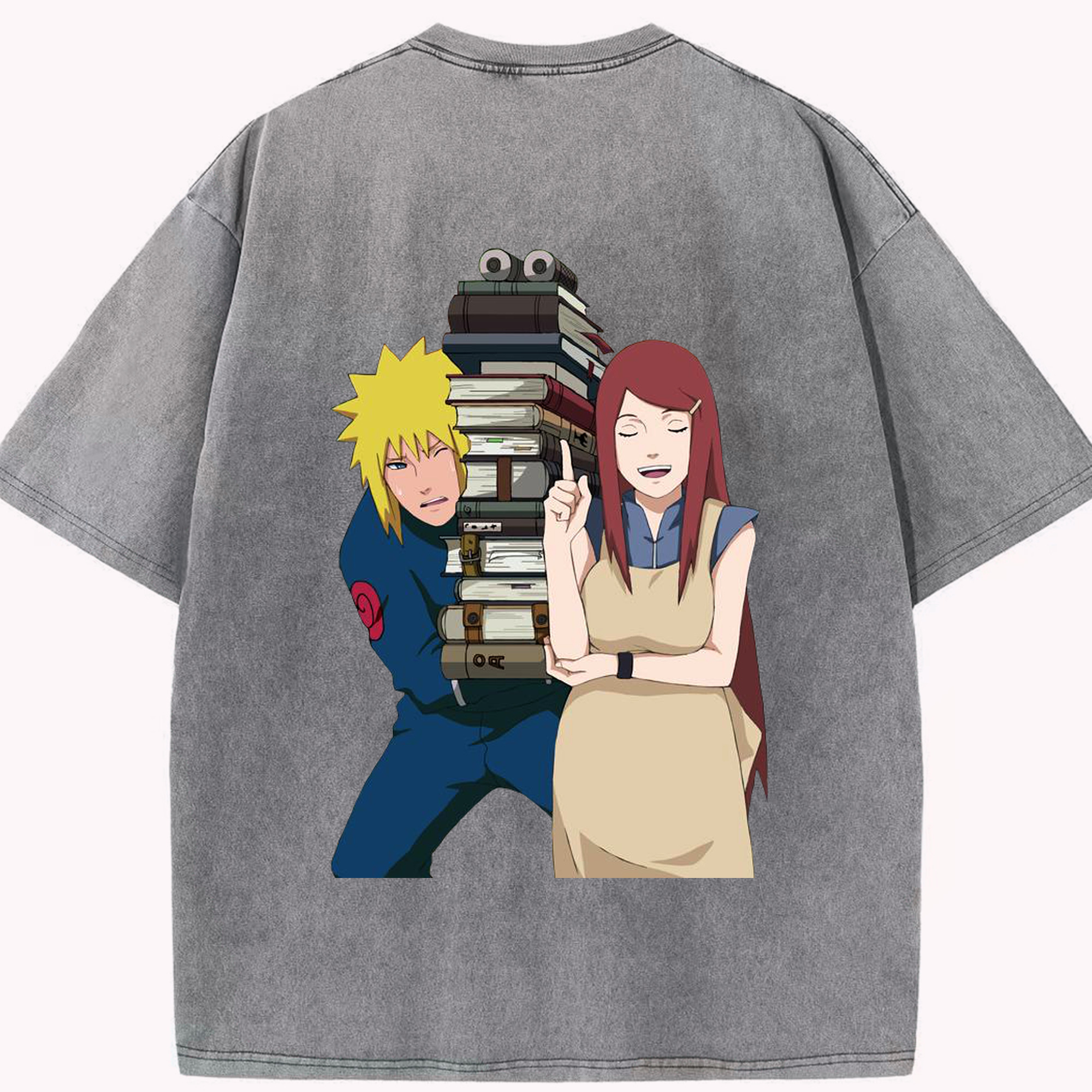 （画像用） NARUTO -ナルト- 波風 ミナト Namikaze Minato 綿100% ヴィンテージ風 半袖Tシャツ（背面プリント）