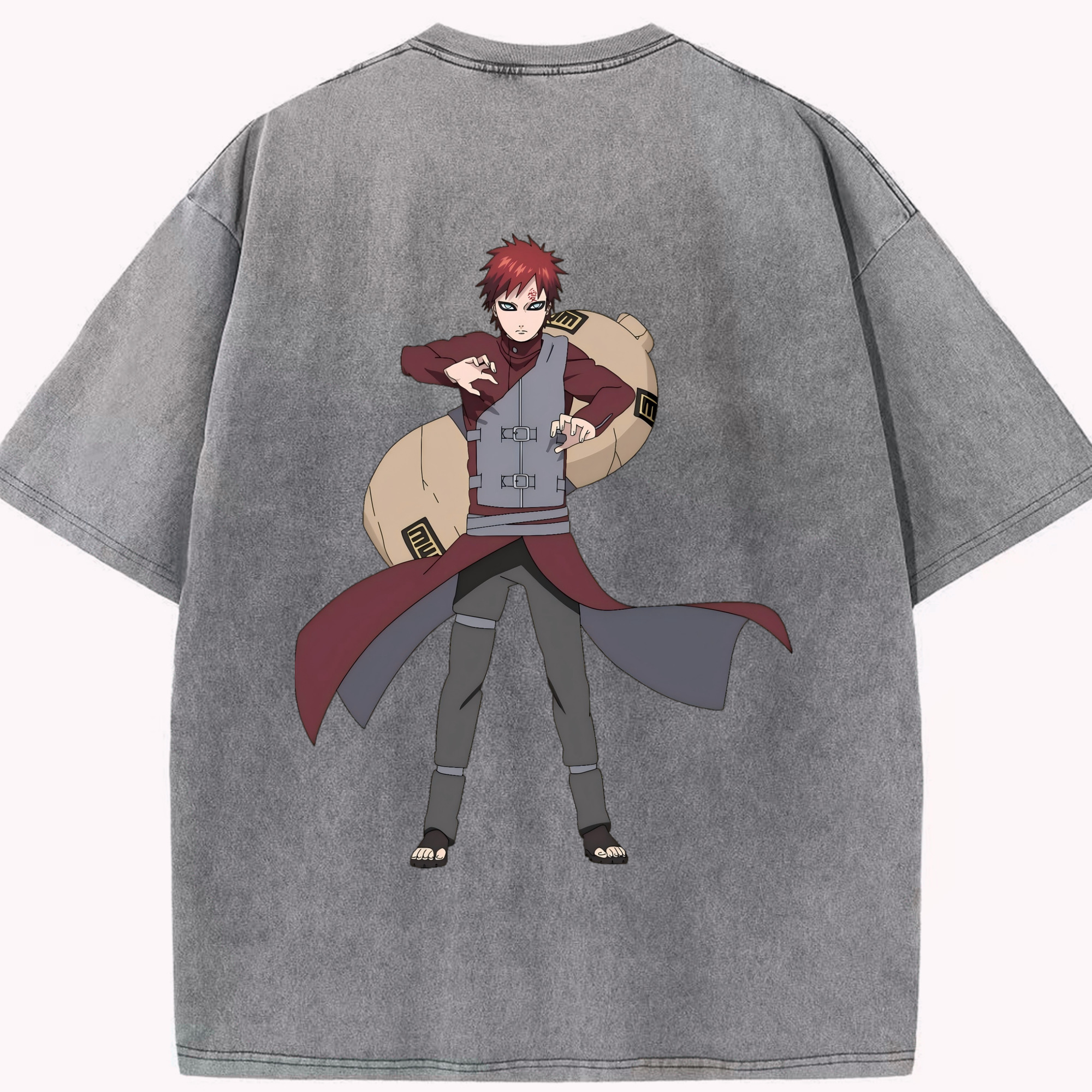 （画像用） NARUTO -ナルト- ガアラ Gaara 綿100% ヴィンテージ風 半袖Tシャツ（背面プリント）