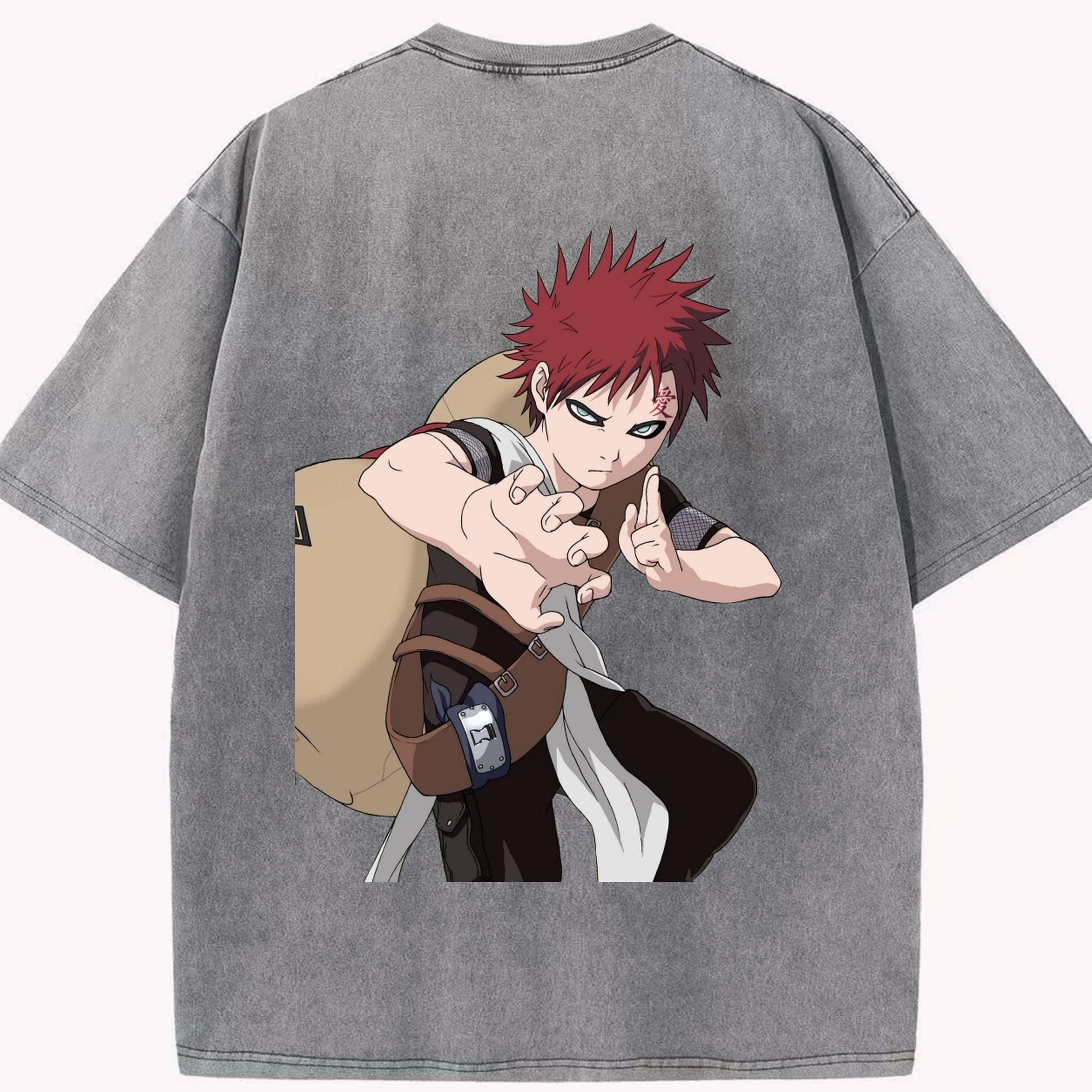 （画像用） NARUTO -ナルト- ガアラ Gaara 綿100% ヴィンテージ風 半袖Tシャツ（背面プリント）